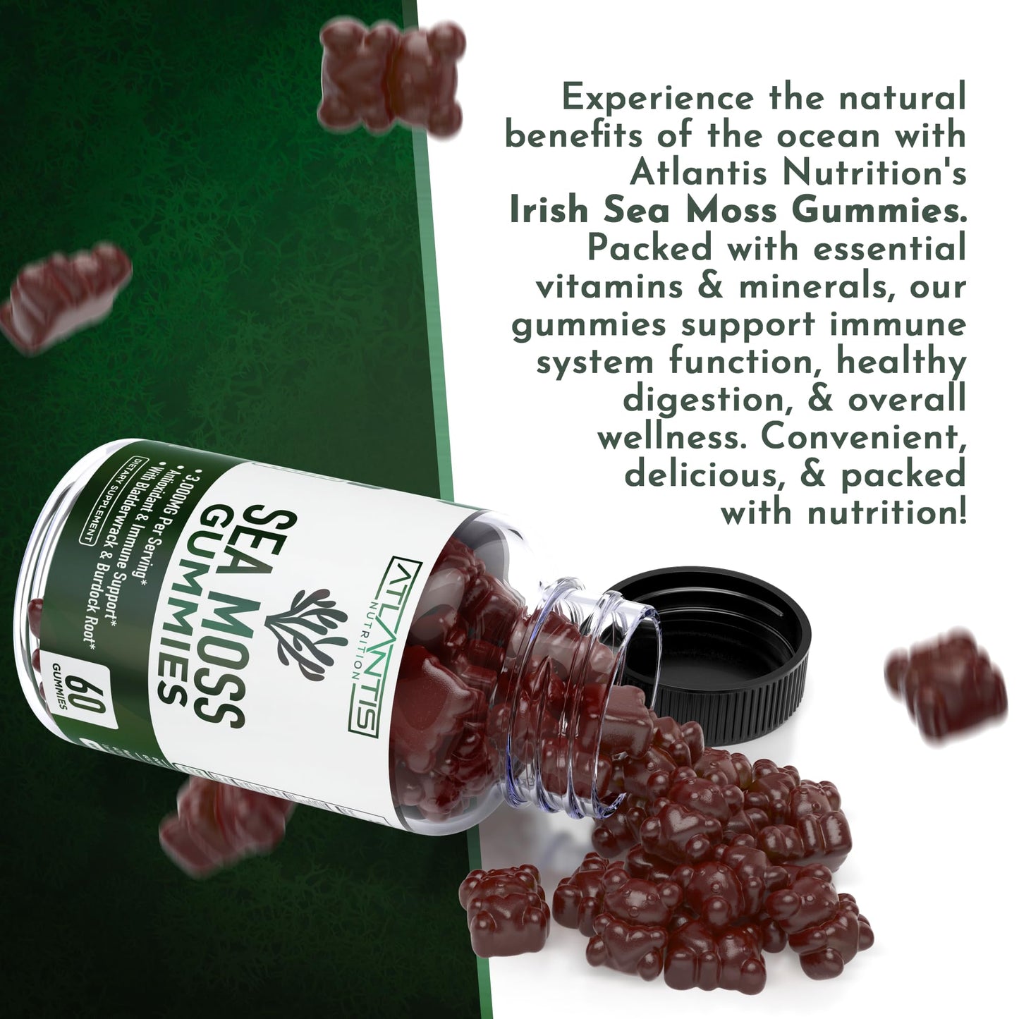 Atlantis Nutrition Irish Sea Moss Gummies Gummy, 60 Count