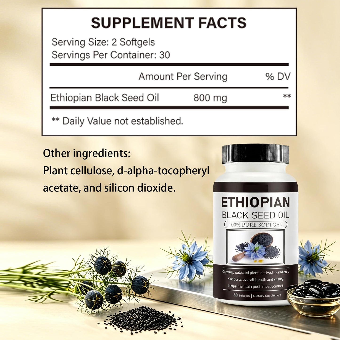 FW ZONE Ethiopian Black Seed Oil Softgels, 60 Count
