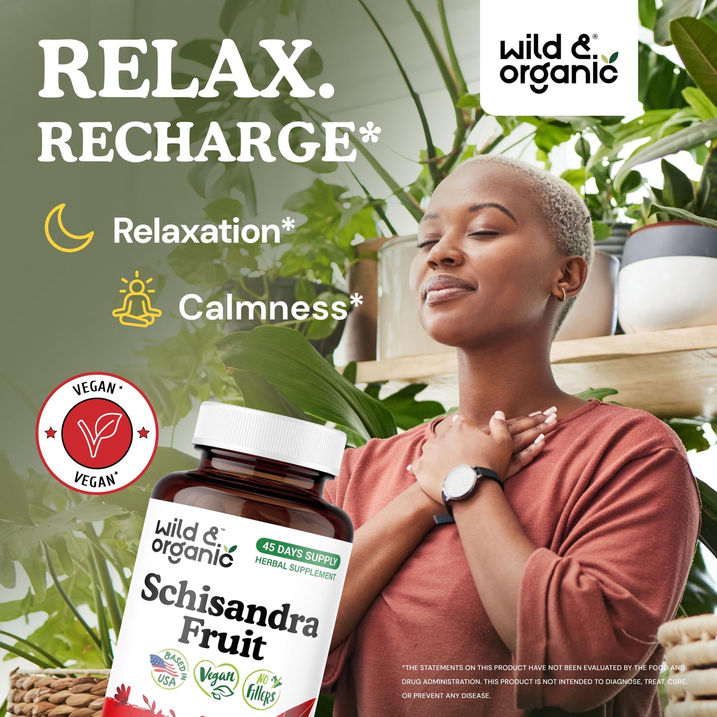 Wild & Organic Schisandra Capsule 1000 mg Mood Support 90 Count