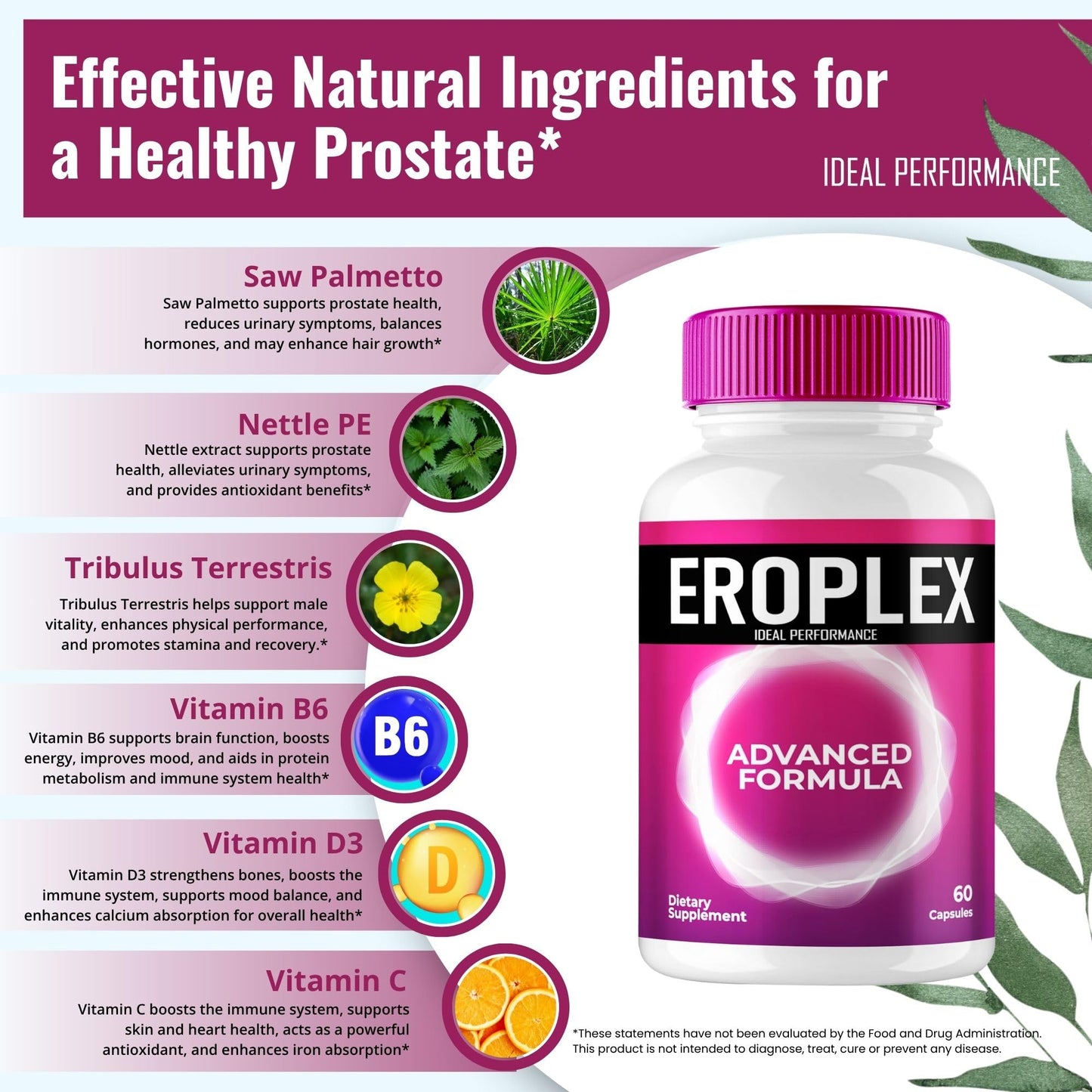 IDEAL PERFORMANCE Eroplex Prostate Health Capsules, 180 Capsules