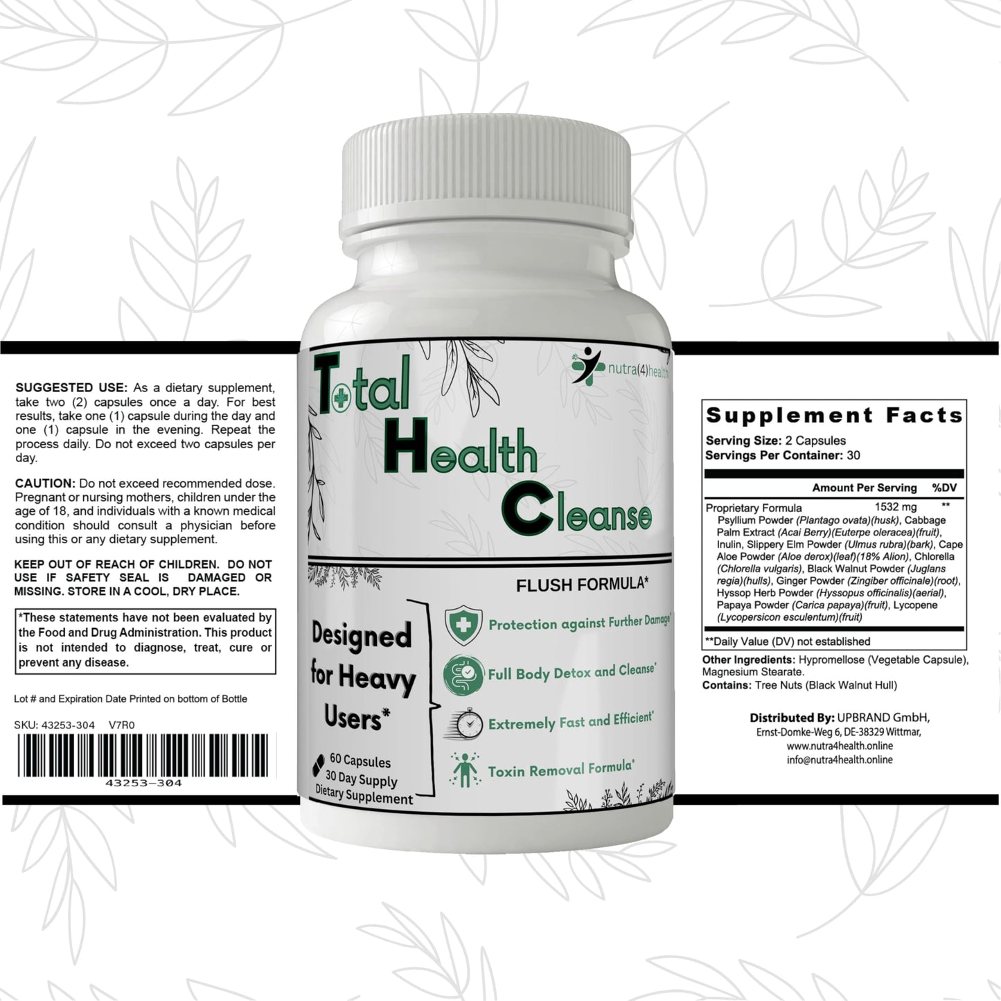 nutra4health Total Health Cleanse Capsules, 60 Count
