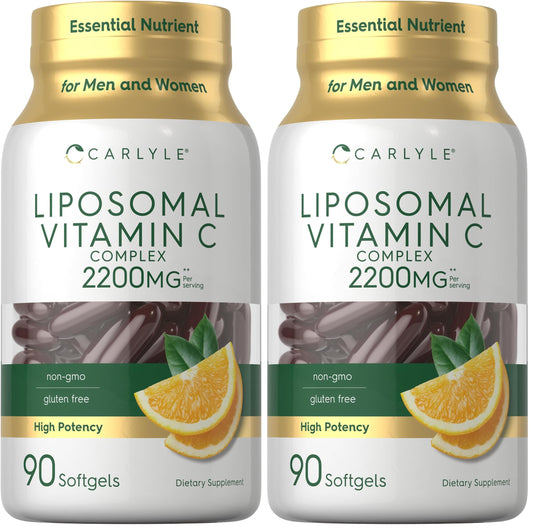 Carlyle Liposomal Vitamin C | 2200mg | 90 Softgels | High Potency Complex Supplement | Non-GMO, Gluten Free Supplement Packaging May Vary (Pack of 2)