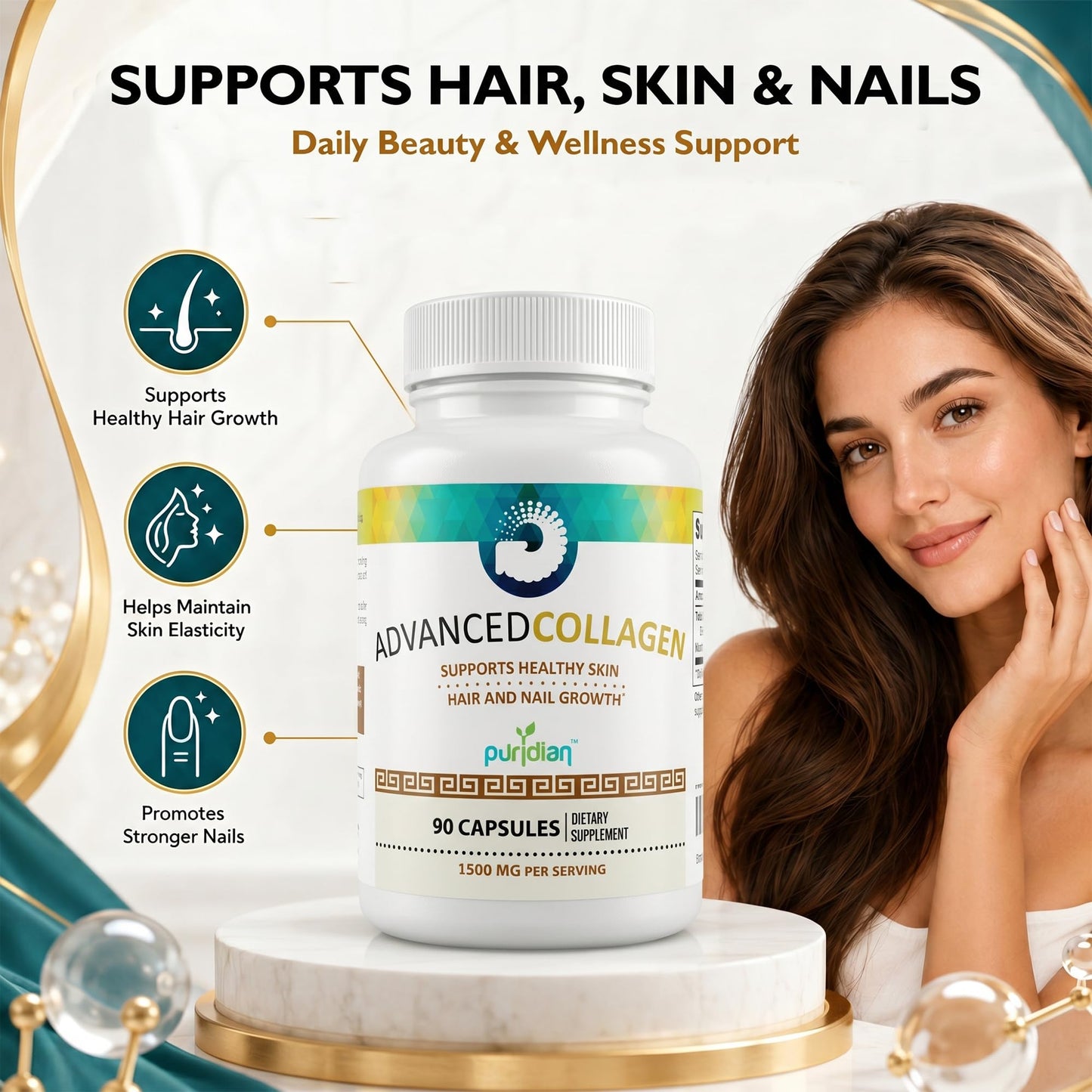 Puridian Collagen Peptides Capsules, 90 Count