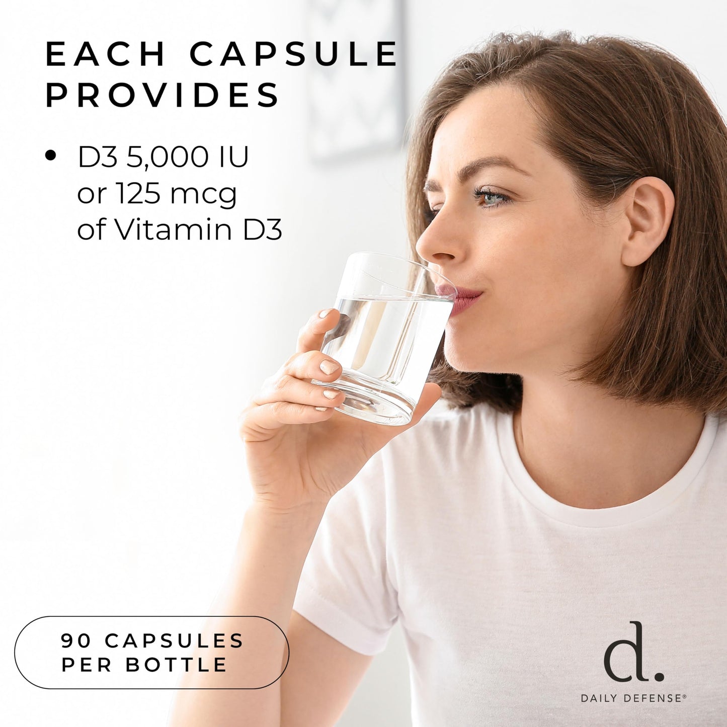 Daily Defense Vitamin D3 5000 IU Capsule, 90 Count