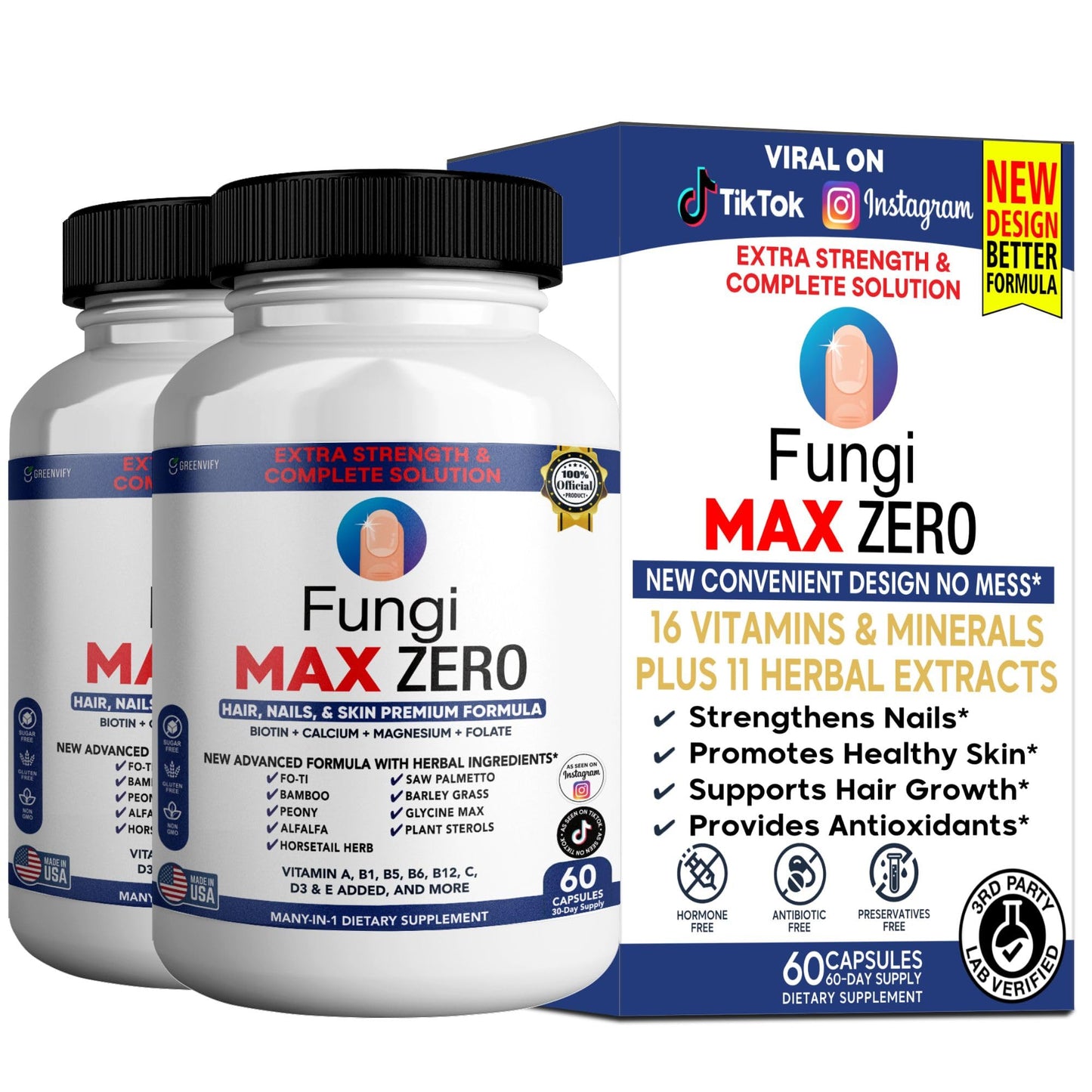 GREENVIFY Fungi Max Zero Hair, Nails & Skin Supplement 60 Capsules