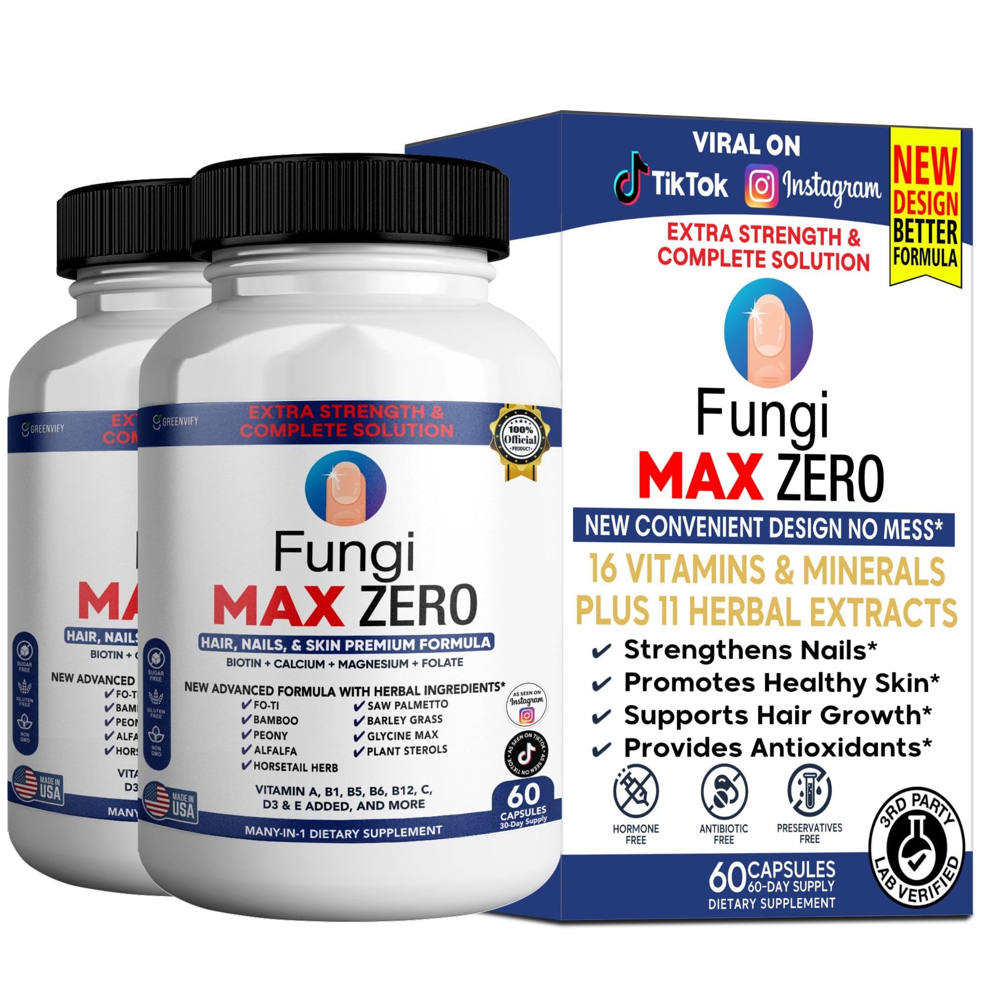 GREENVIFY Fungi Max Zero Hair, Nails & Skin Supplement 60 Capsules