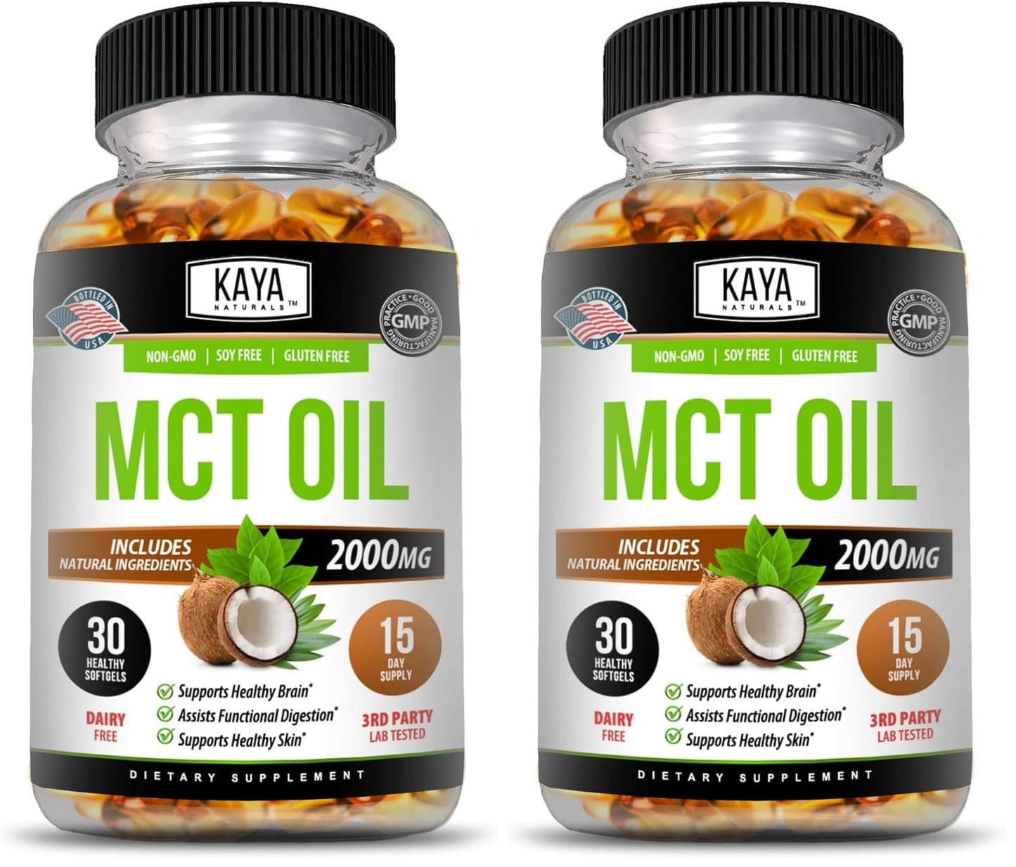 Kaya Naturals MCT Oil 2000mg Capsules, 60 Count