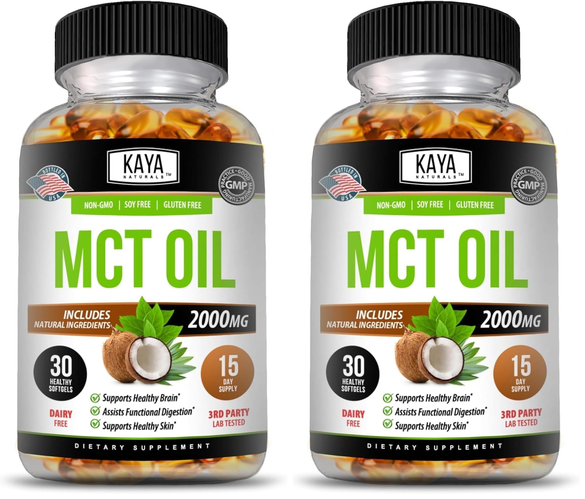 Kaya Naturals MCT Oil 2000mg Capsules, 60 Count