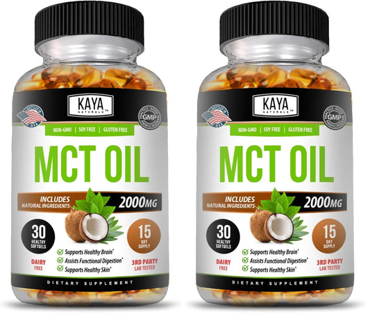 Kaya Naturals MCT Oil 2000mg Capsules, 60 Count