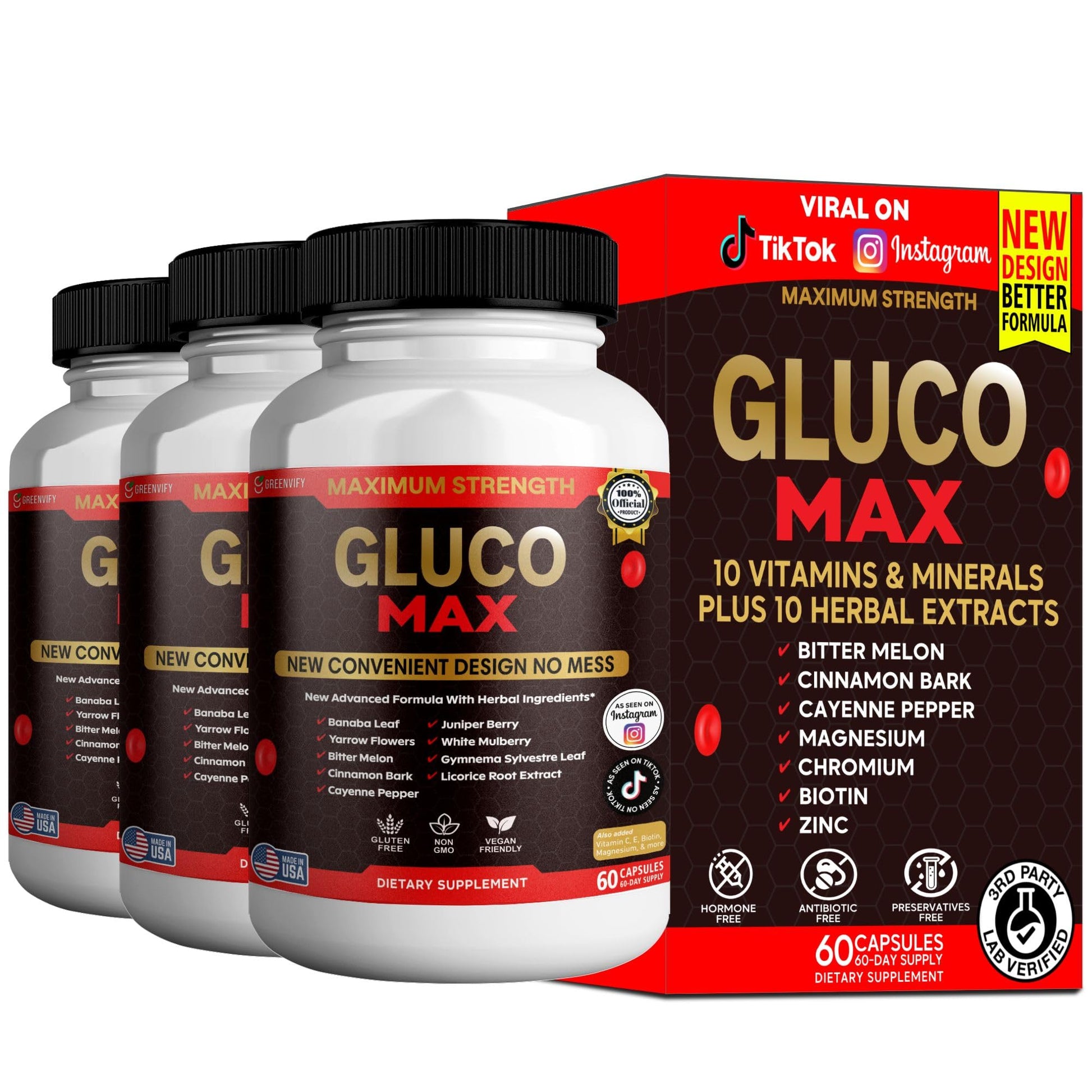 GREENVIFY Gluco Max Supplement Capsule, 60 Capsules