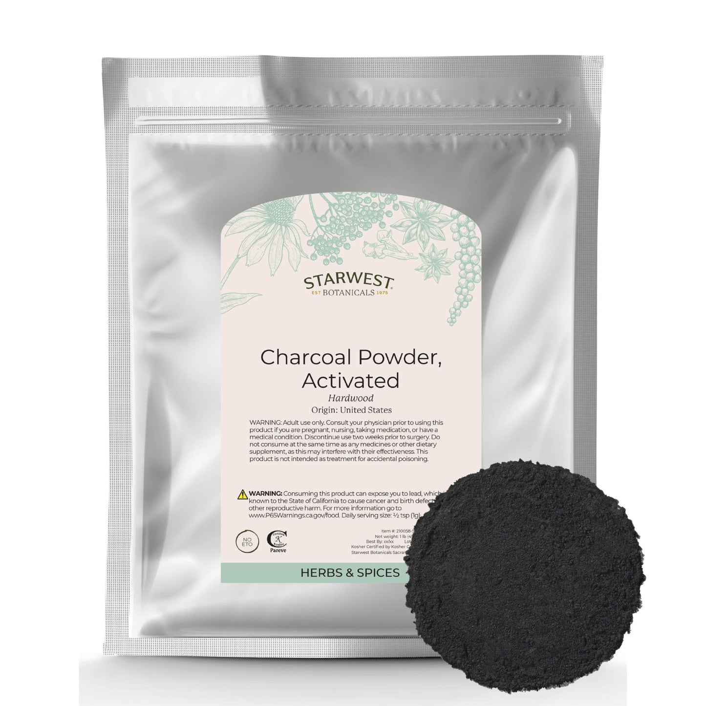 Starwest Botanicals Activated Hardwood Charcoal Powder 16 oz