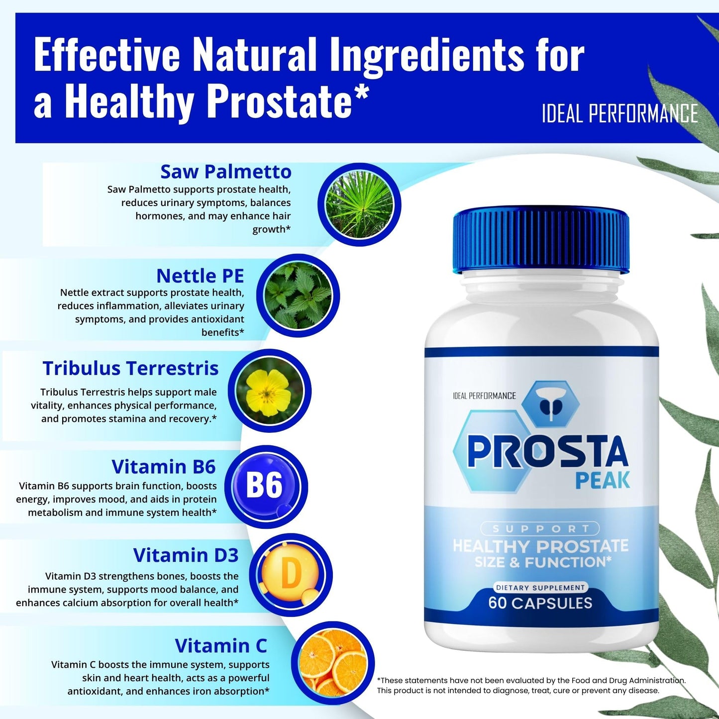 IDEAL PERFORMANCE Prosta Peak Prostate Capsules 180 Count
