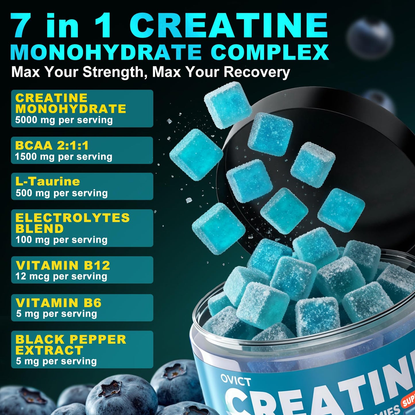OVICT Creatine Monohydrate Gummies 120 Count