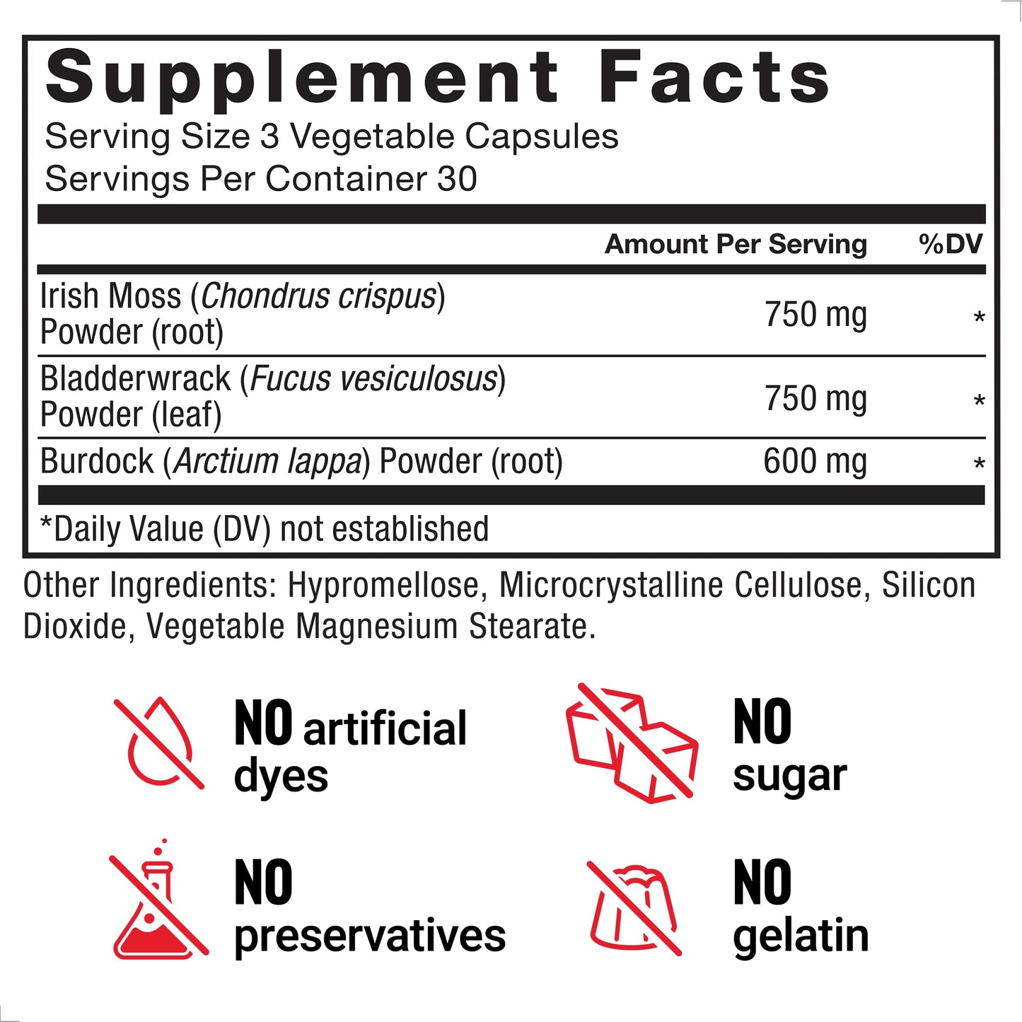 Force Factor Irish Sea Moss Capsules with Burdock & Bladderwrack, 90 Count