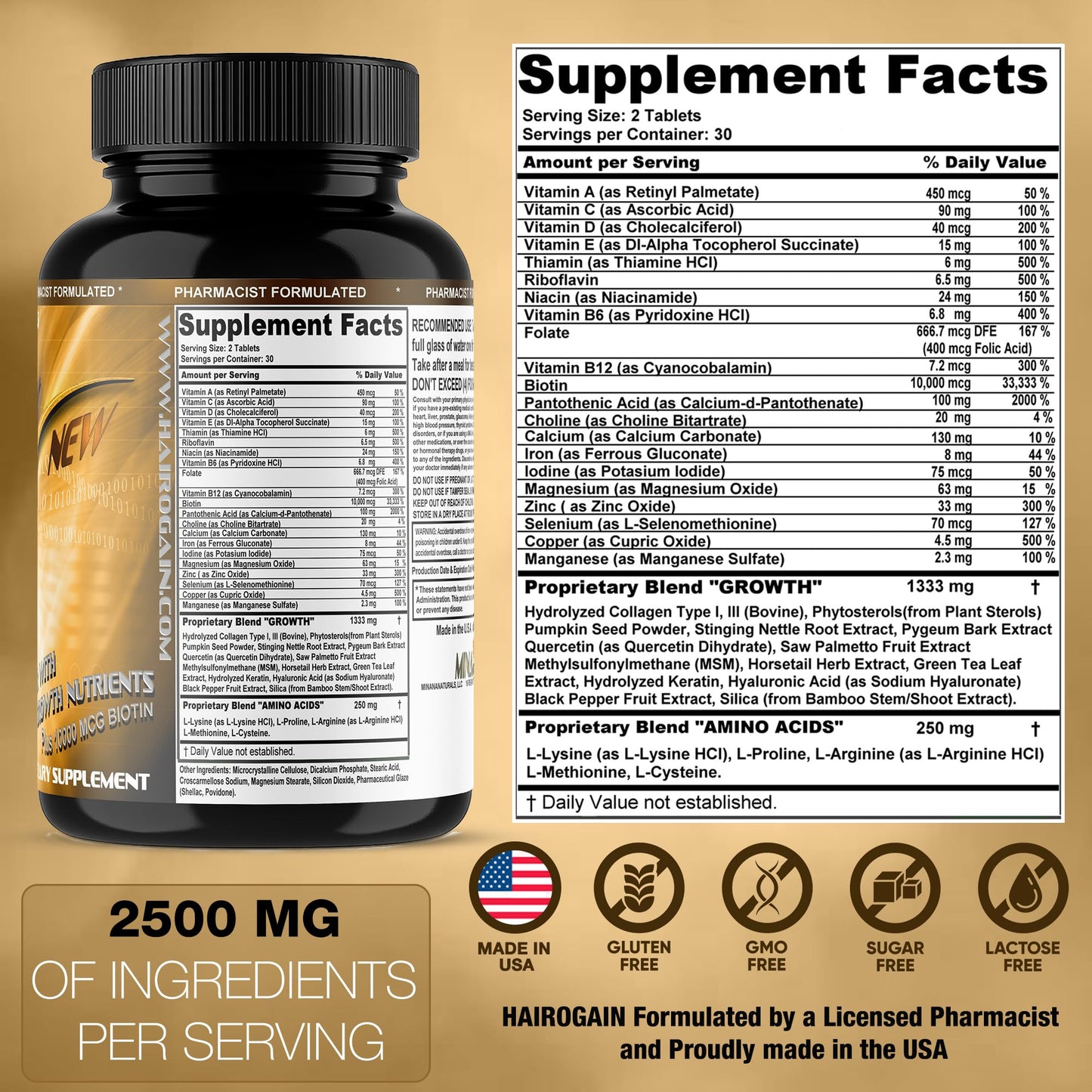 MINANATURALS HAIROGAIN DHT Blocker Tablets, 60 Tablets