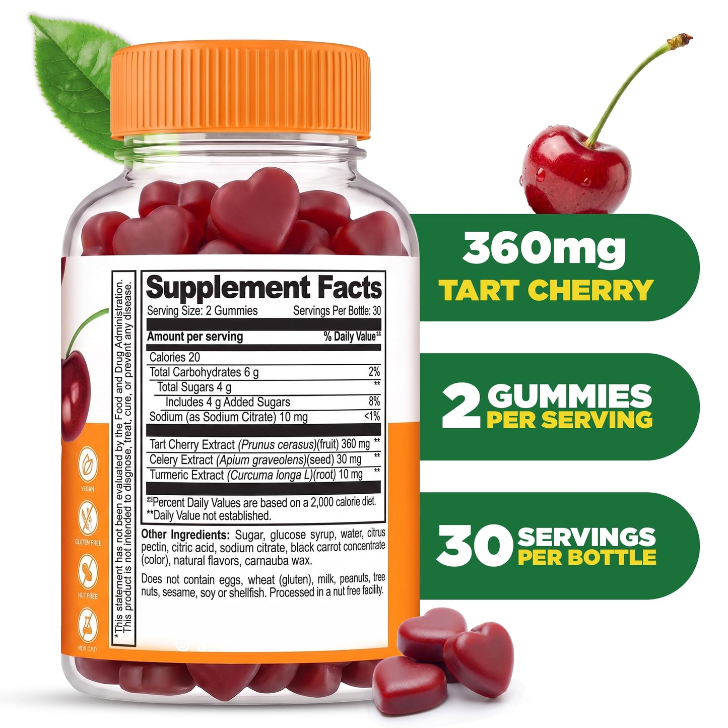 Lifeable Tart Cherry Gummies for Uric Acid Support with Celery & Turmeric Extract, Gummy, 60 Count