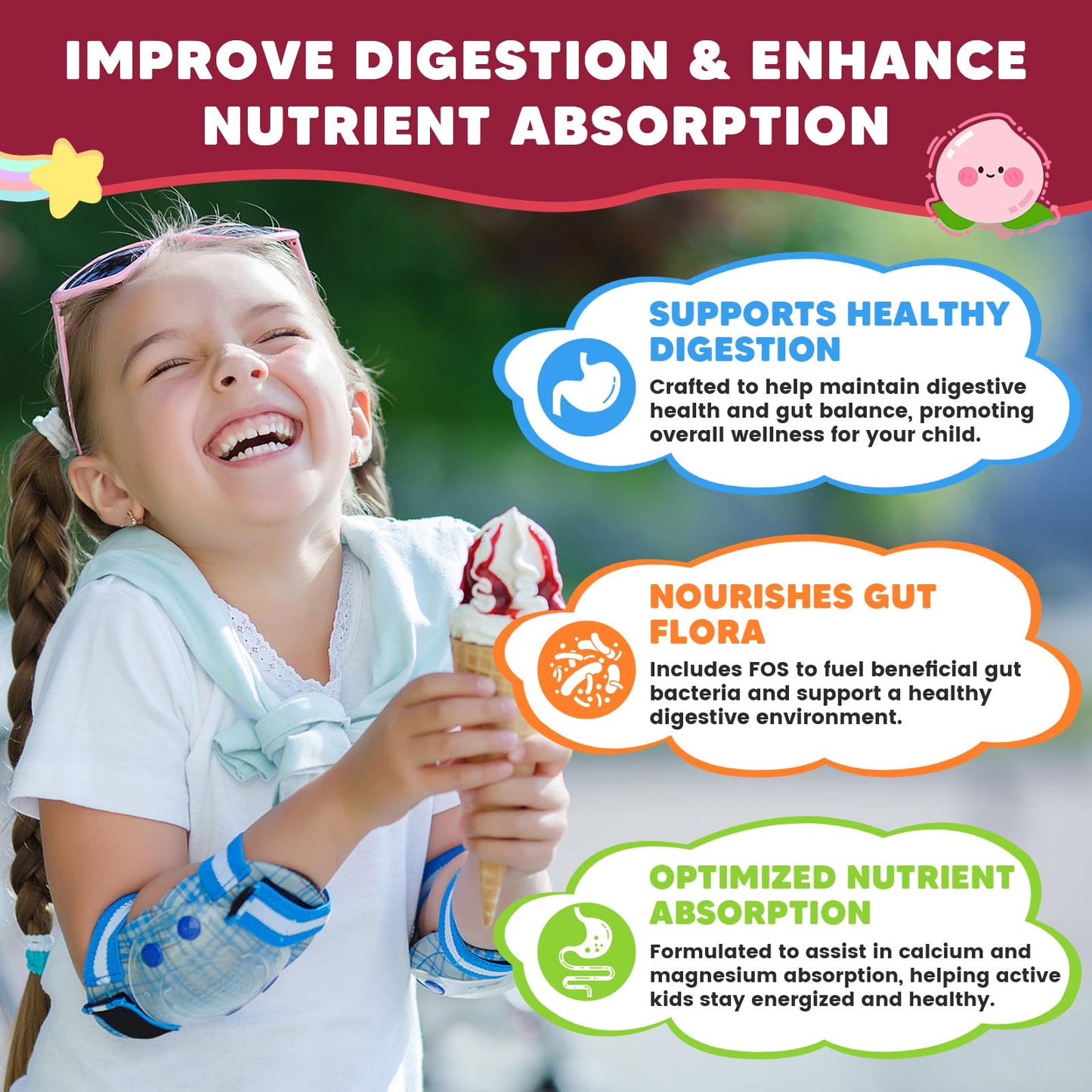 GONGOTA Calcium Citrate Gummies for Kids & Women, Sugar Free, with Vitamin D3, K2, Magnesium, Zinc, Probiotics & Prebiotics, Extra Absorption Algae Calcium, 60 Gummies