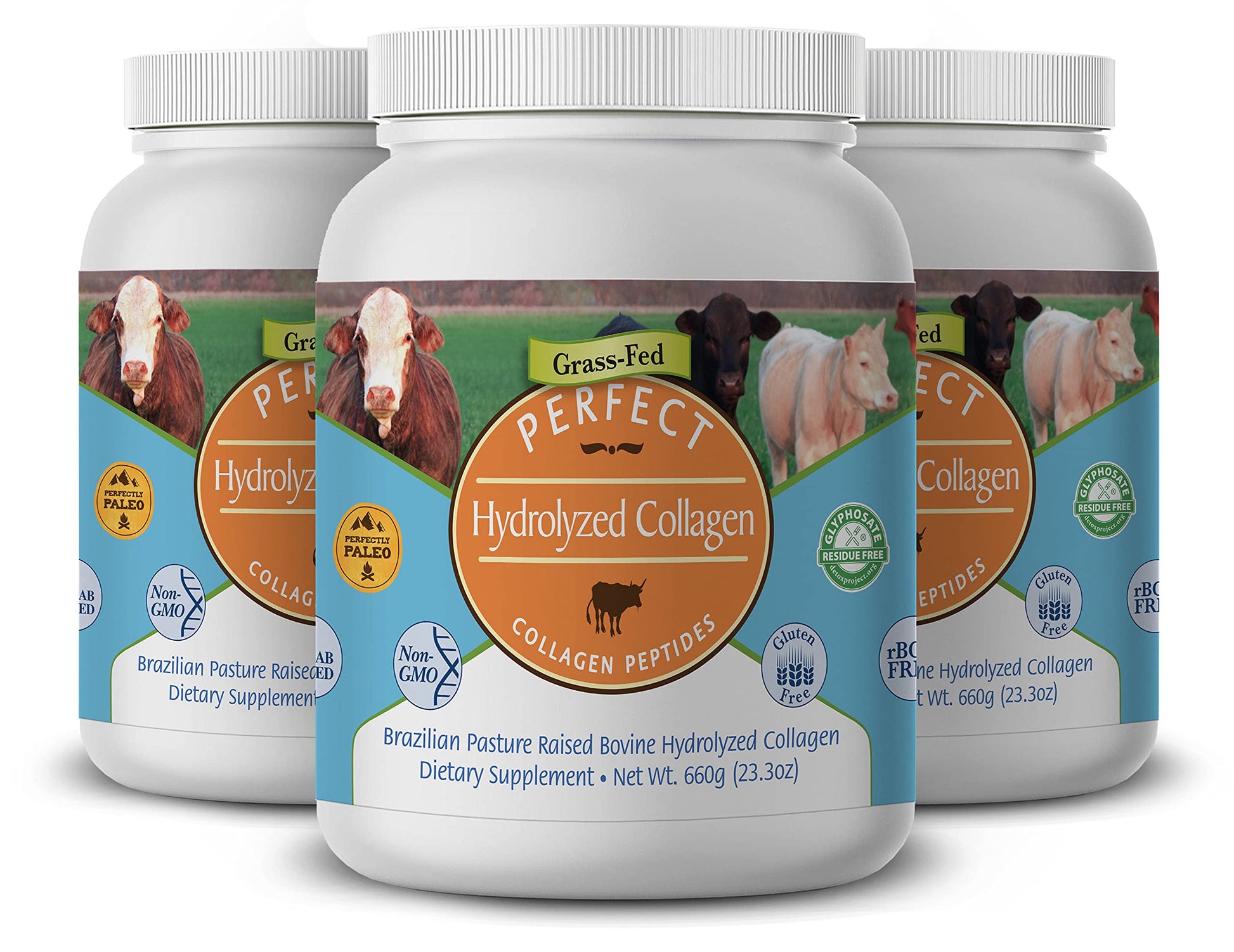 Perfect Supplements Hydrolyzed Collagen Powder, 3 Pack