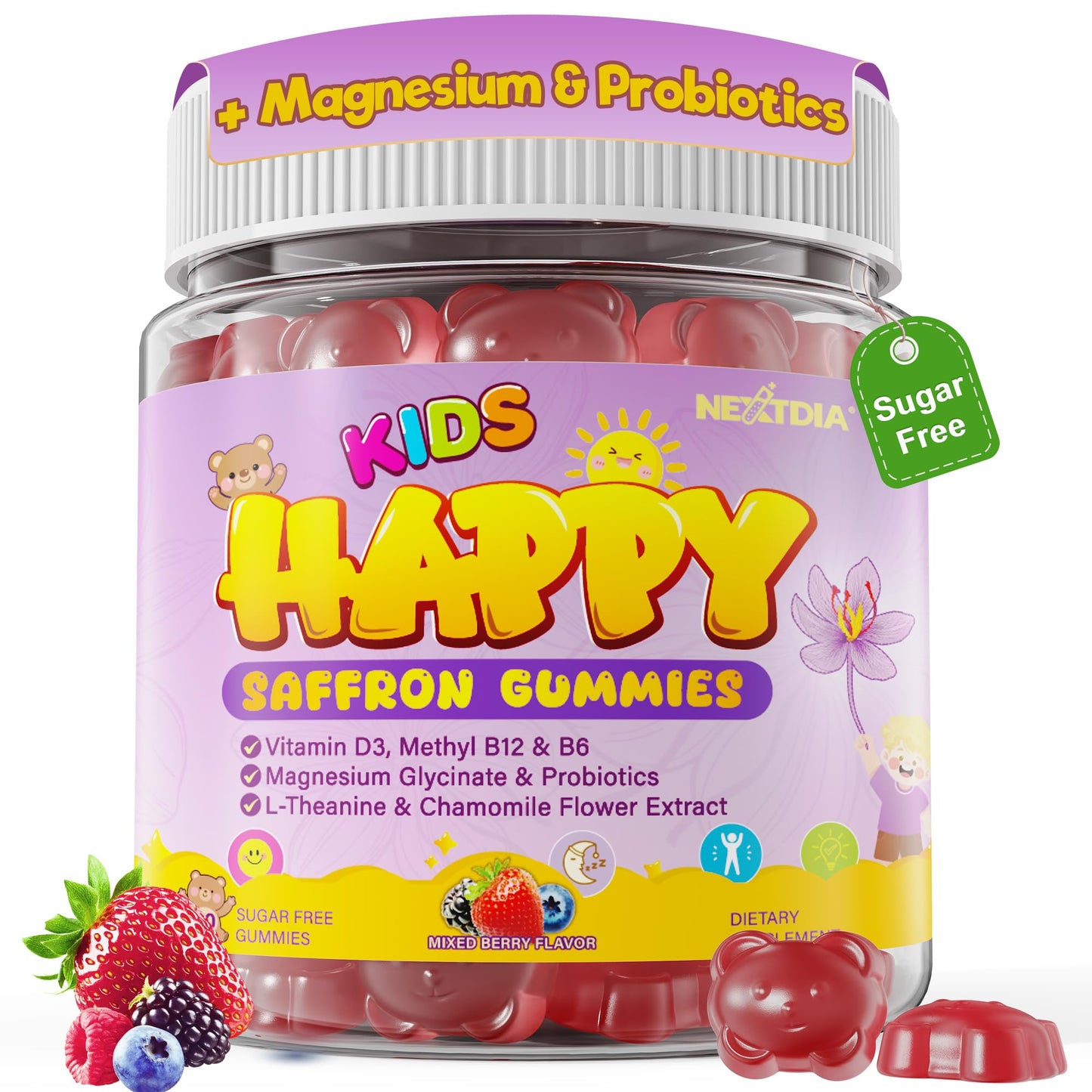Nextdia Happy Saffron Gummies for Kids 60 Count