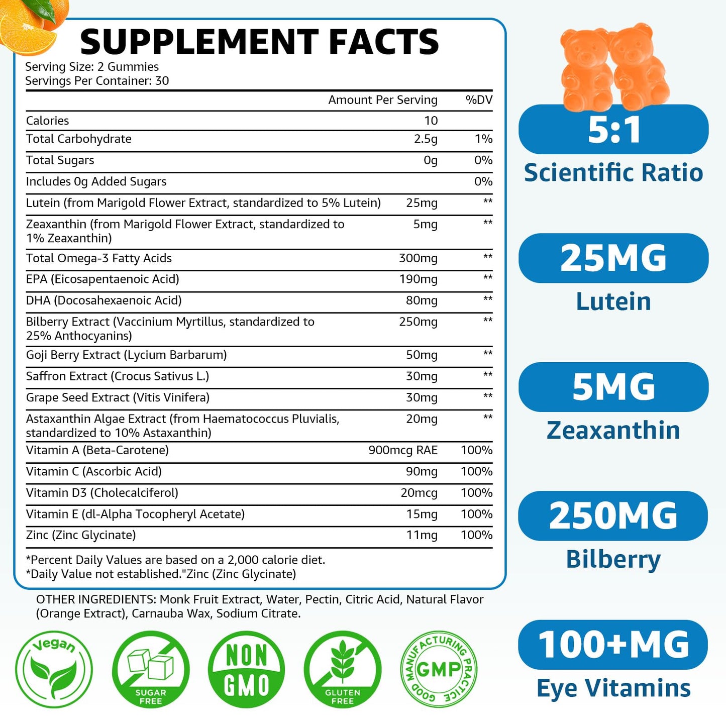 Flyrocer Sugar Free Lutein Gummies 60 Count