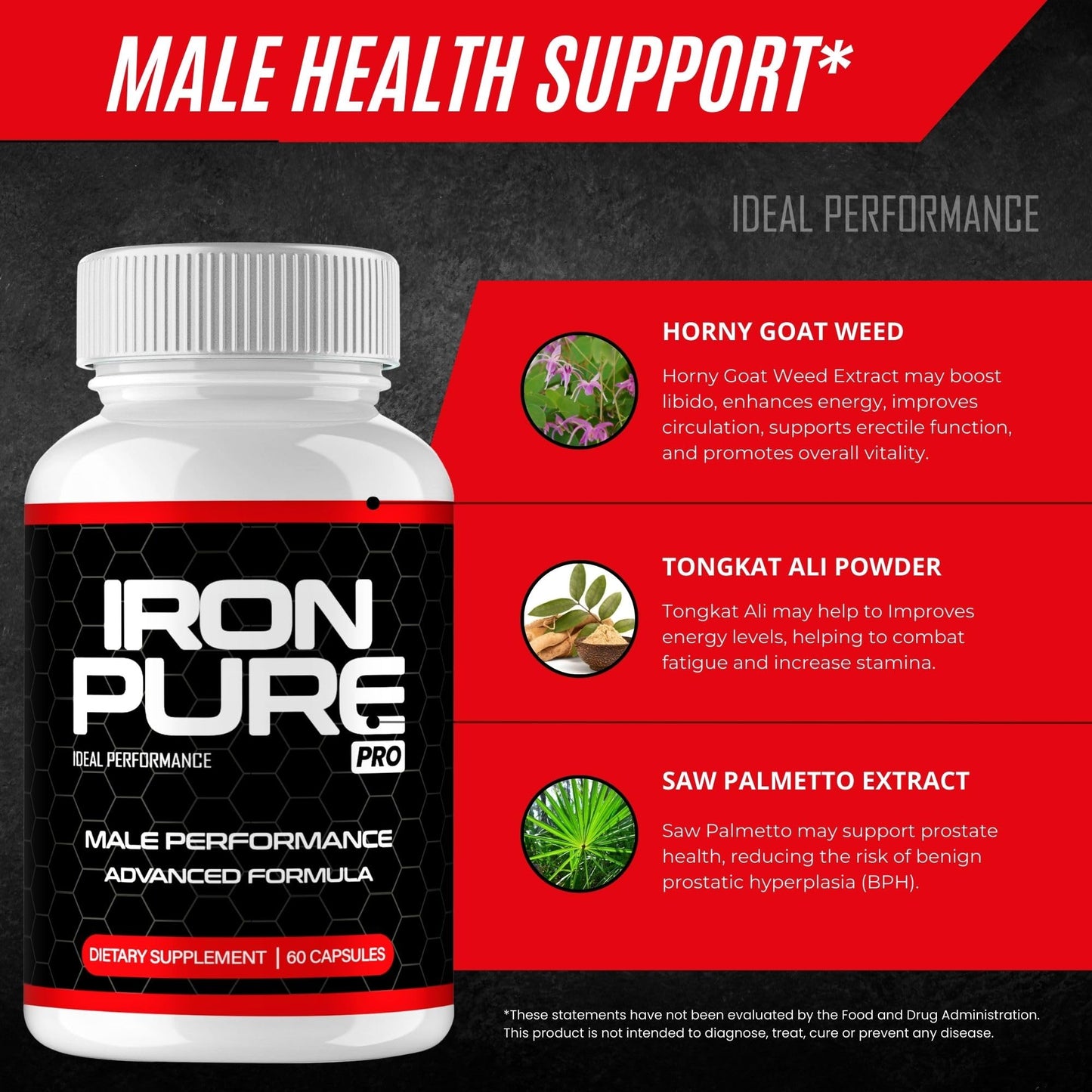 IDEAL PERFORMANCE Iron Pure Supplement Capsules, 60 Capsules