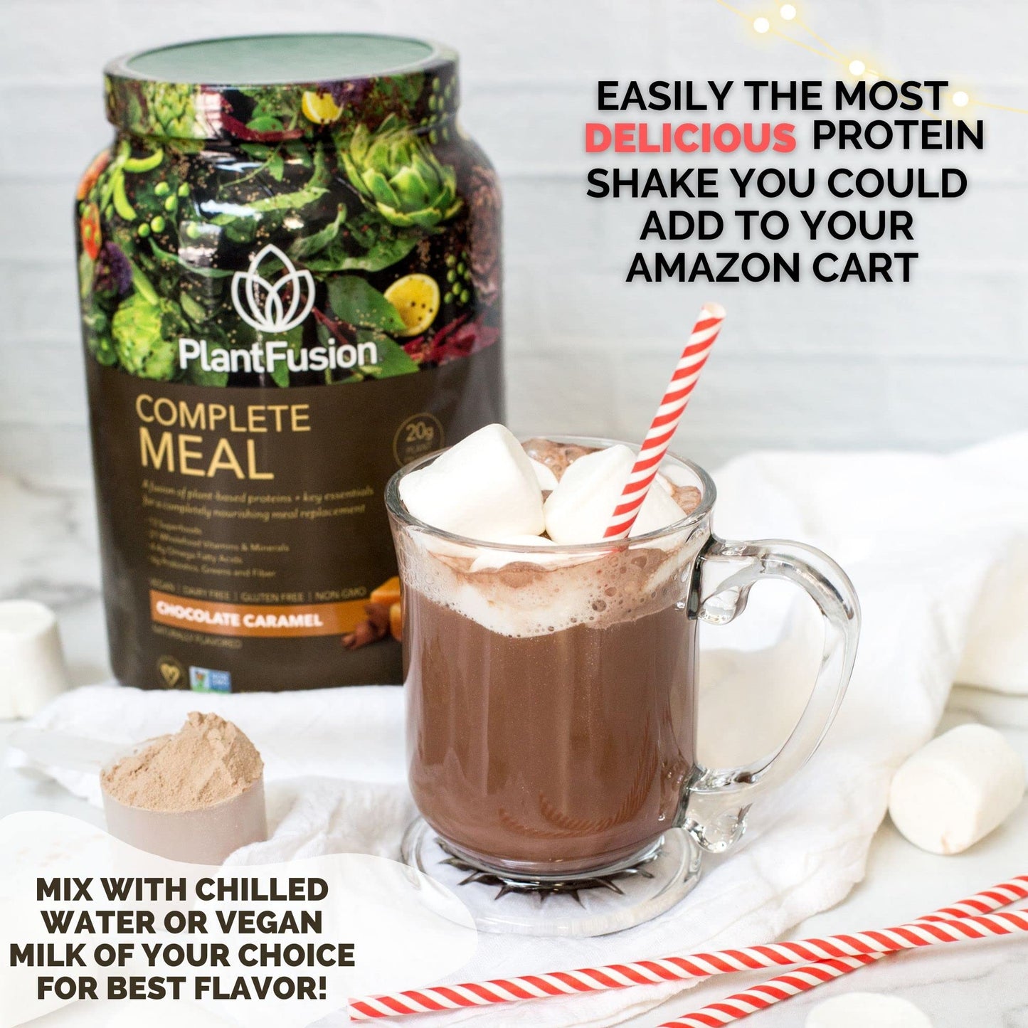 PlantFusion Complete Meal Replacement Shake Powder, Chocolate Caramel, 15.9 oz