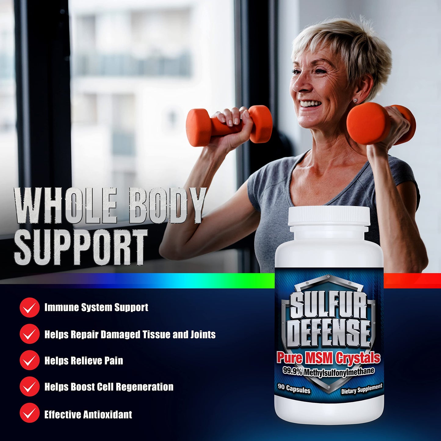 7 Lights Sulfur Defense Opti-MSM 99.9% Pure MSM Capsule, 90 Capsules