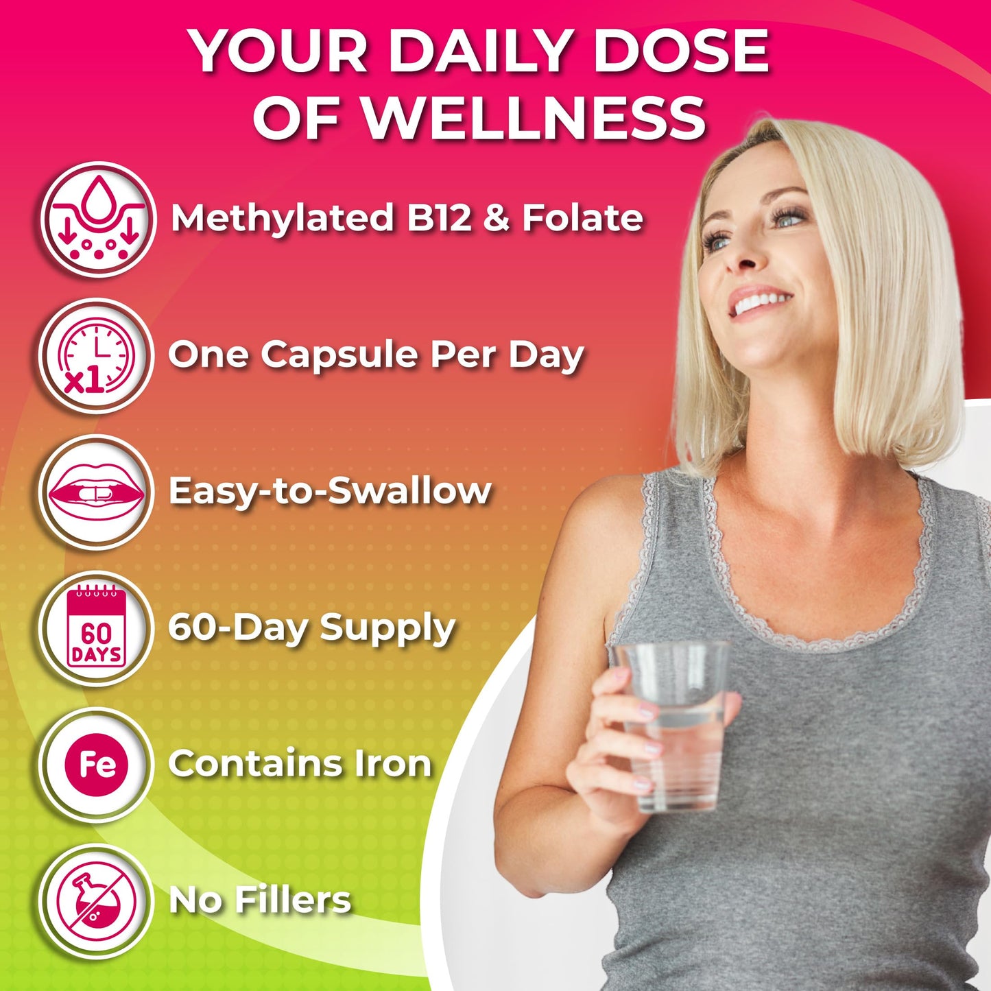 SUPPLEMENTS STUDIO Women's Daily Multivitamin with Iron Capsule, 60 Count