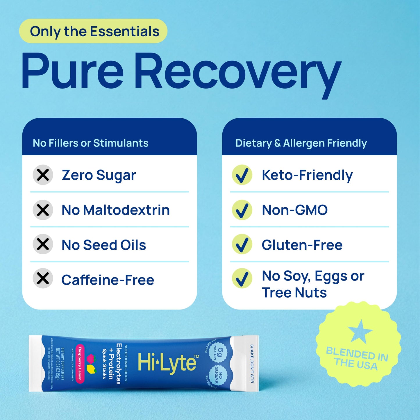 Hi-Lyte Electrolytes + Protein Quick Sticks Raspberry Lemon Powder 5.08 oz
