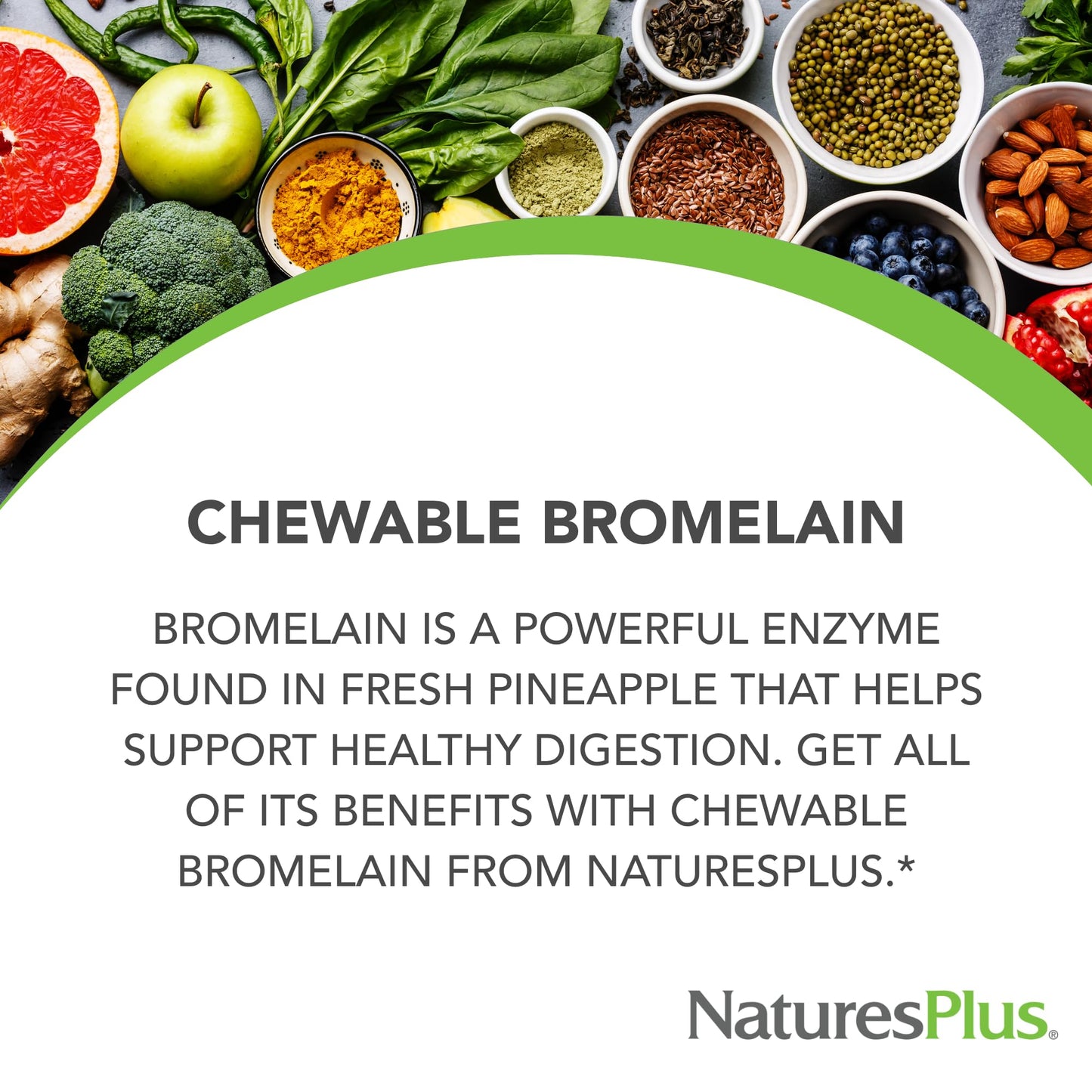 NaturesPlus Chewable Bromelain Tablet 180 Tablets
