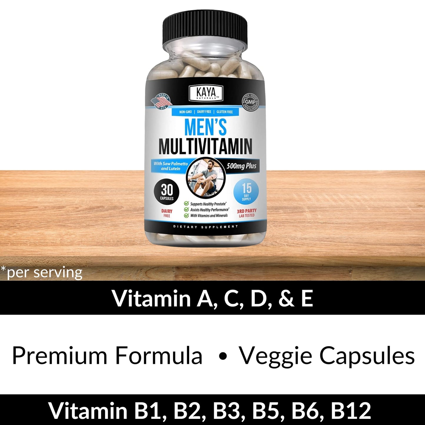 Kaya Naturals Multivitamin for Men - Men's Prostate Multivitamin Capsule, 30 Count