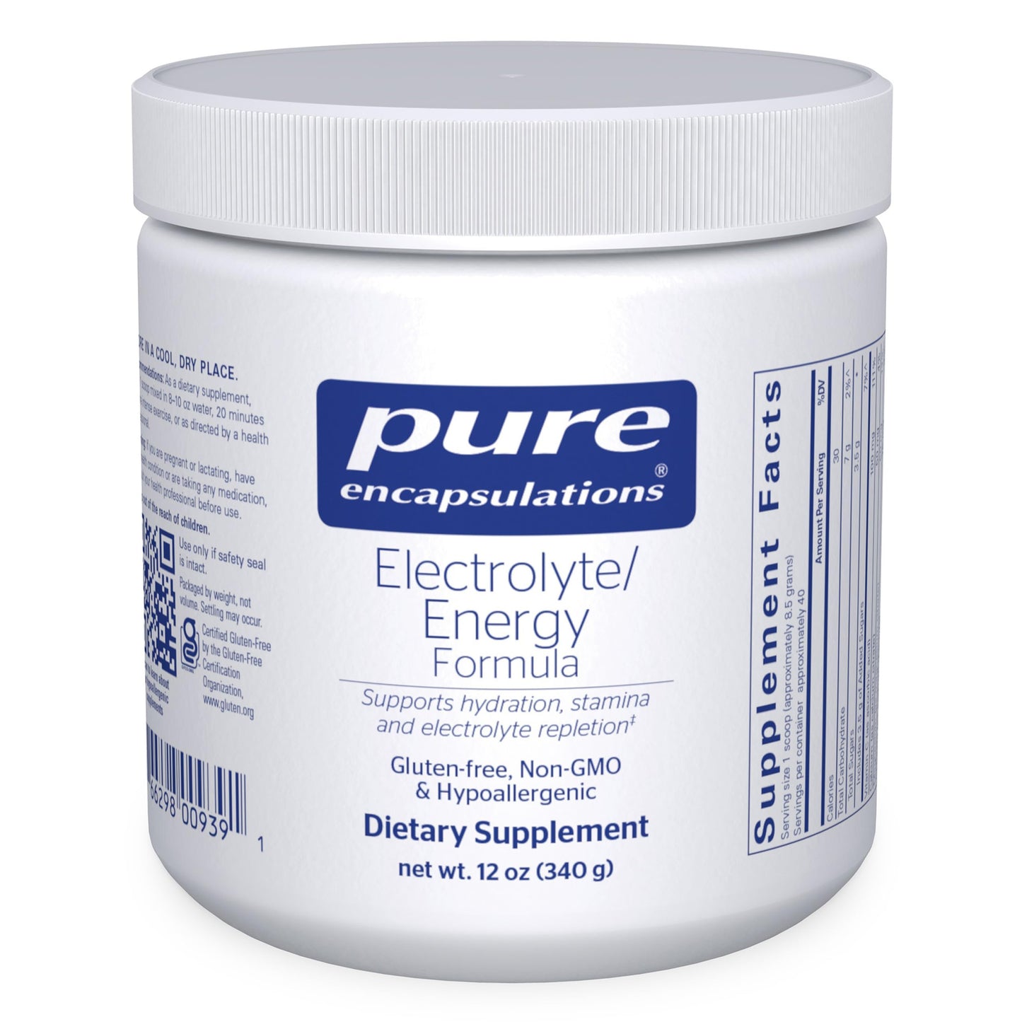 Pure Encapsulations Electrolyte / Energy Formula Hypoallergenic Supplement to Support Physical and Mental Stamina Powder 12 Ounces