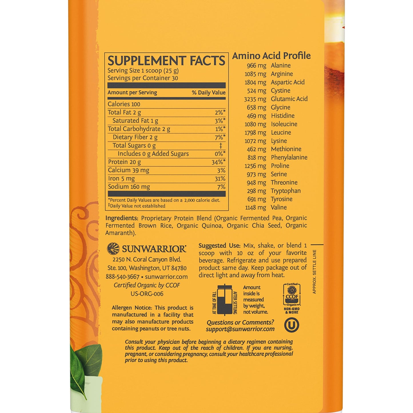 Sunwarrior Vegan Protein Powder 44 Servings