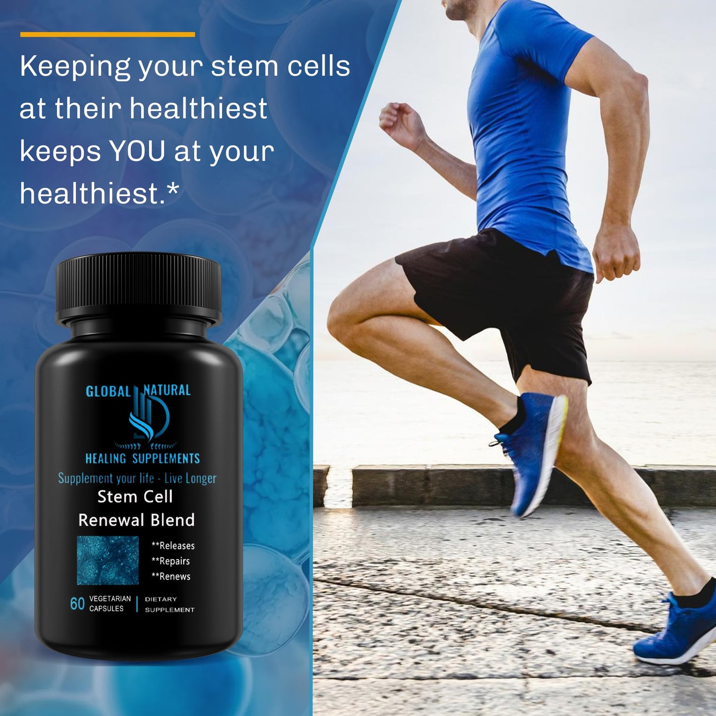Global Natural Healing Supplements Stem Cell Supplements Renewal Blend, 60 Capsules