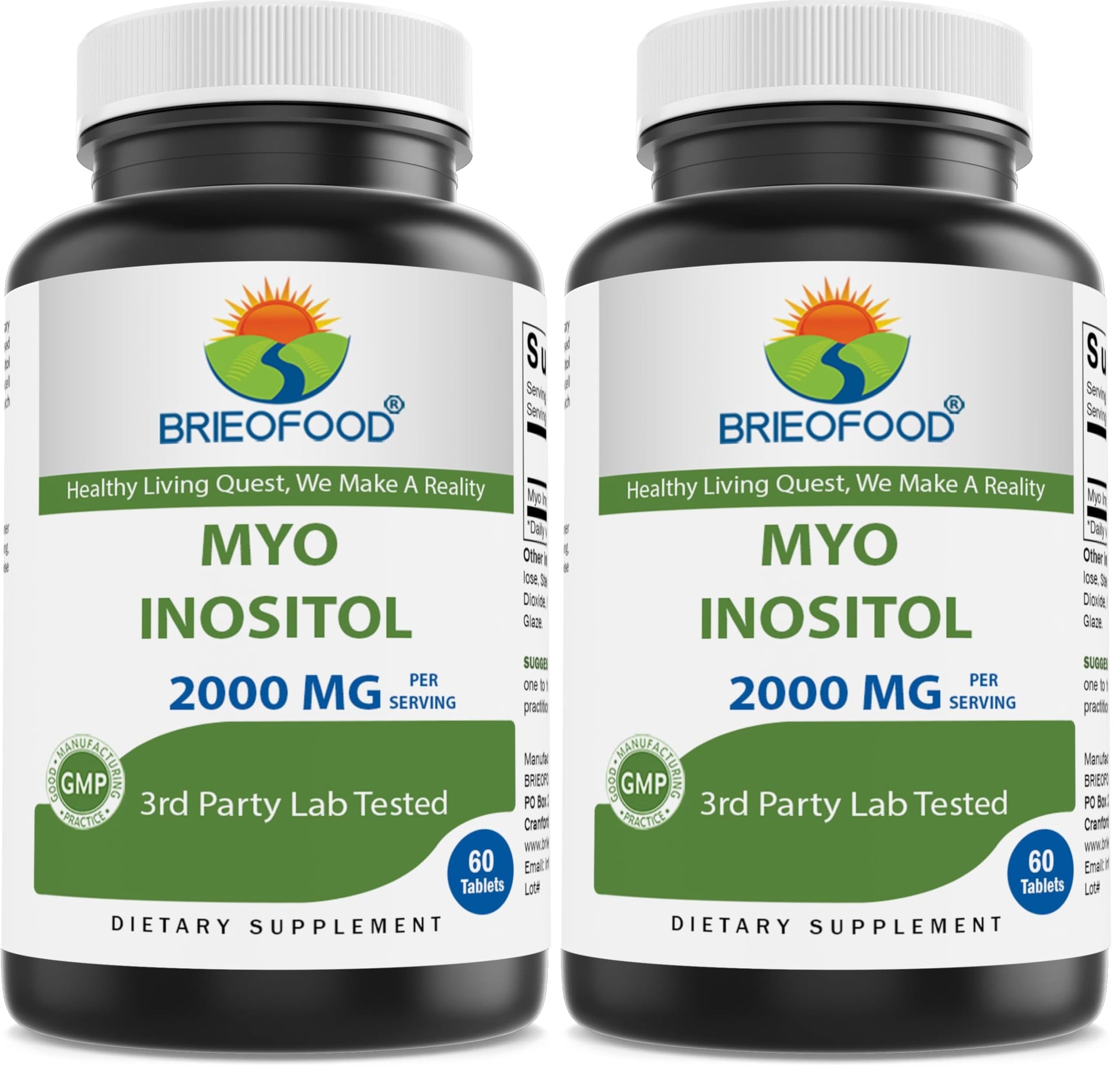 Brieofood Myo Inositol 2000 mg per Serving Tablets, 120 Count