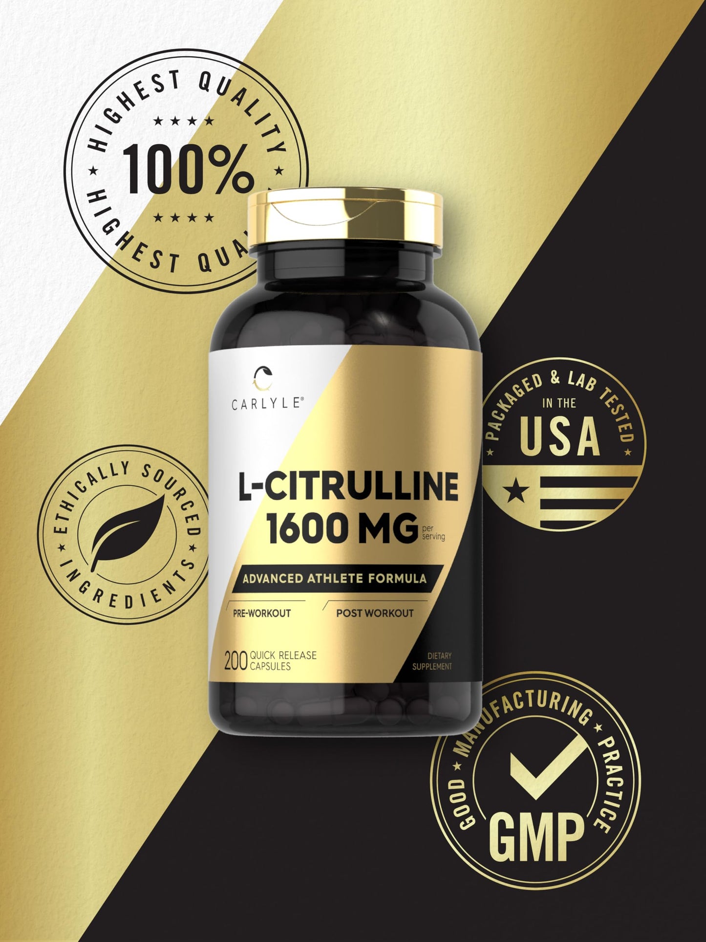 Carlyle L Citrulline 1600mg Capsules, 200 Count