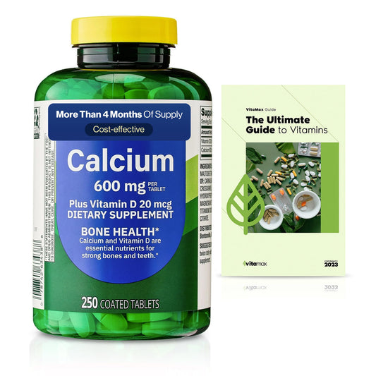 Generic Spring Valley Calcium Plus Vitamin D Tablets Dietary Supplement, Calcium 600 mg, Vitamin D 20 mcg, 250 Count