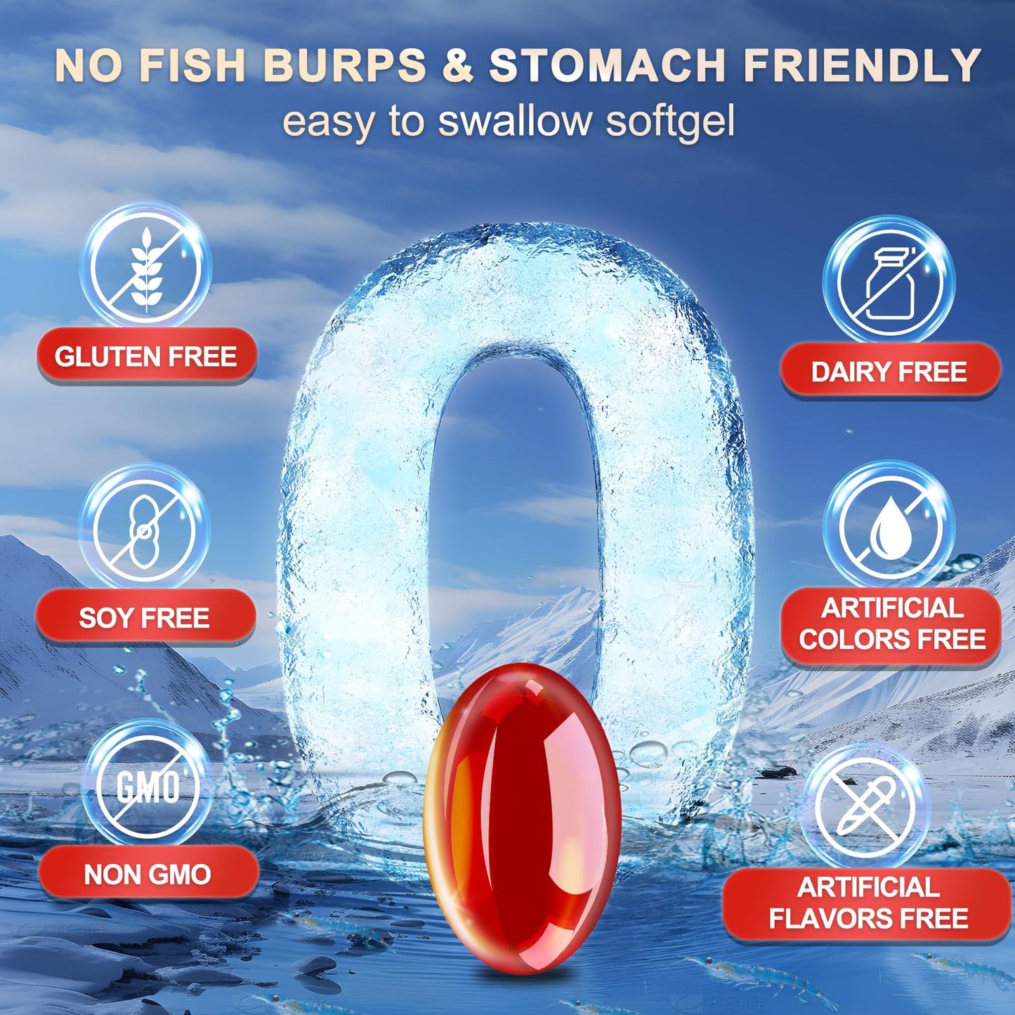 ZEBORA Krill Oil 1200 mg Omega-3 Supplement Softgels, 120 Count