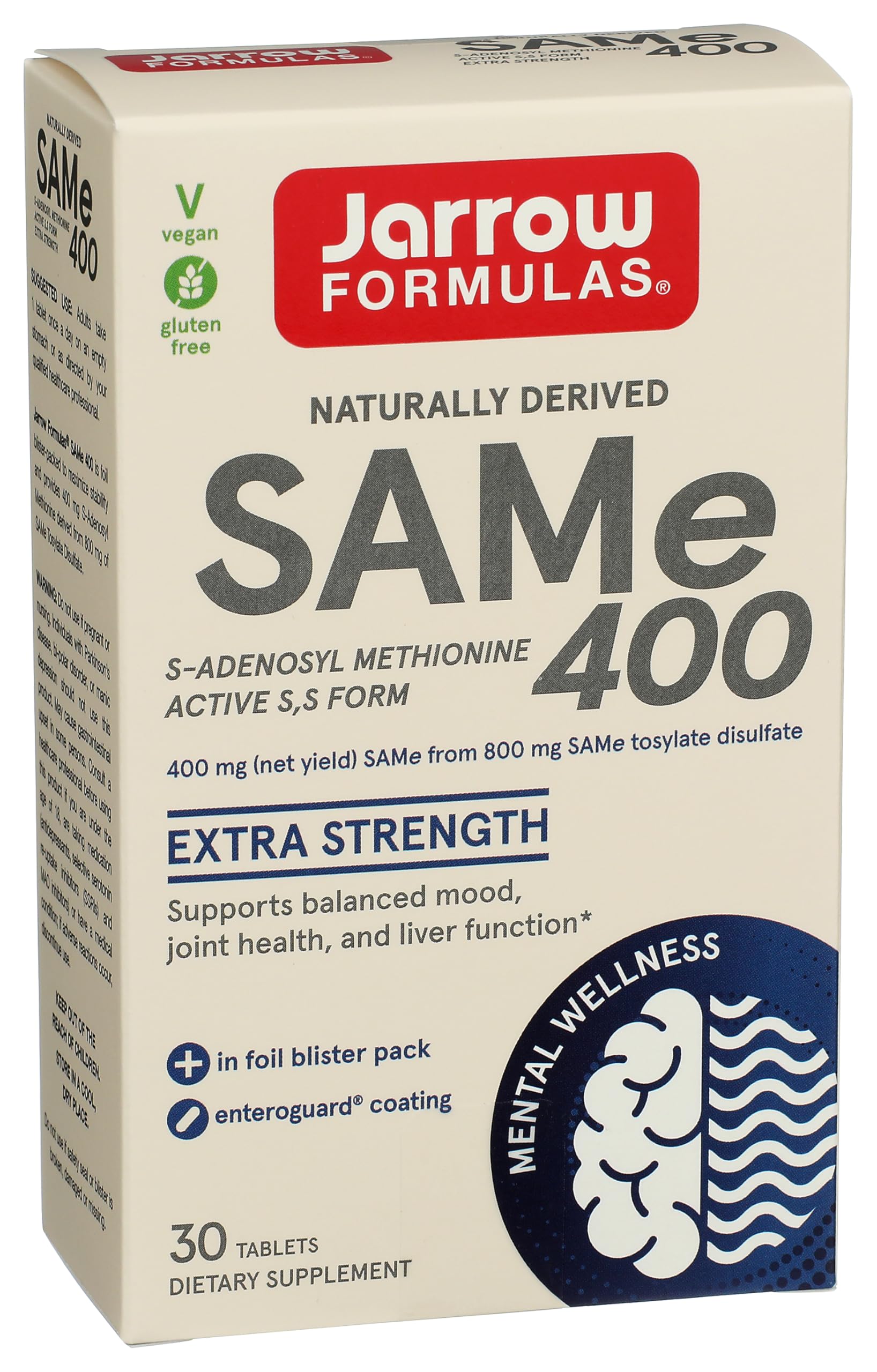 Jarrow Formulas SAM-e 400 mg Tablets 30 Count