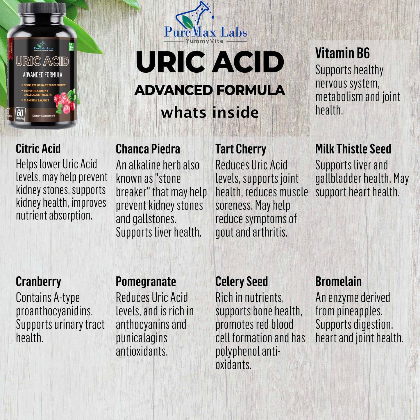 YUMMYVITE Uric Acid Advanced Formula 60 Capsules