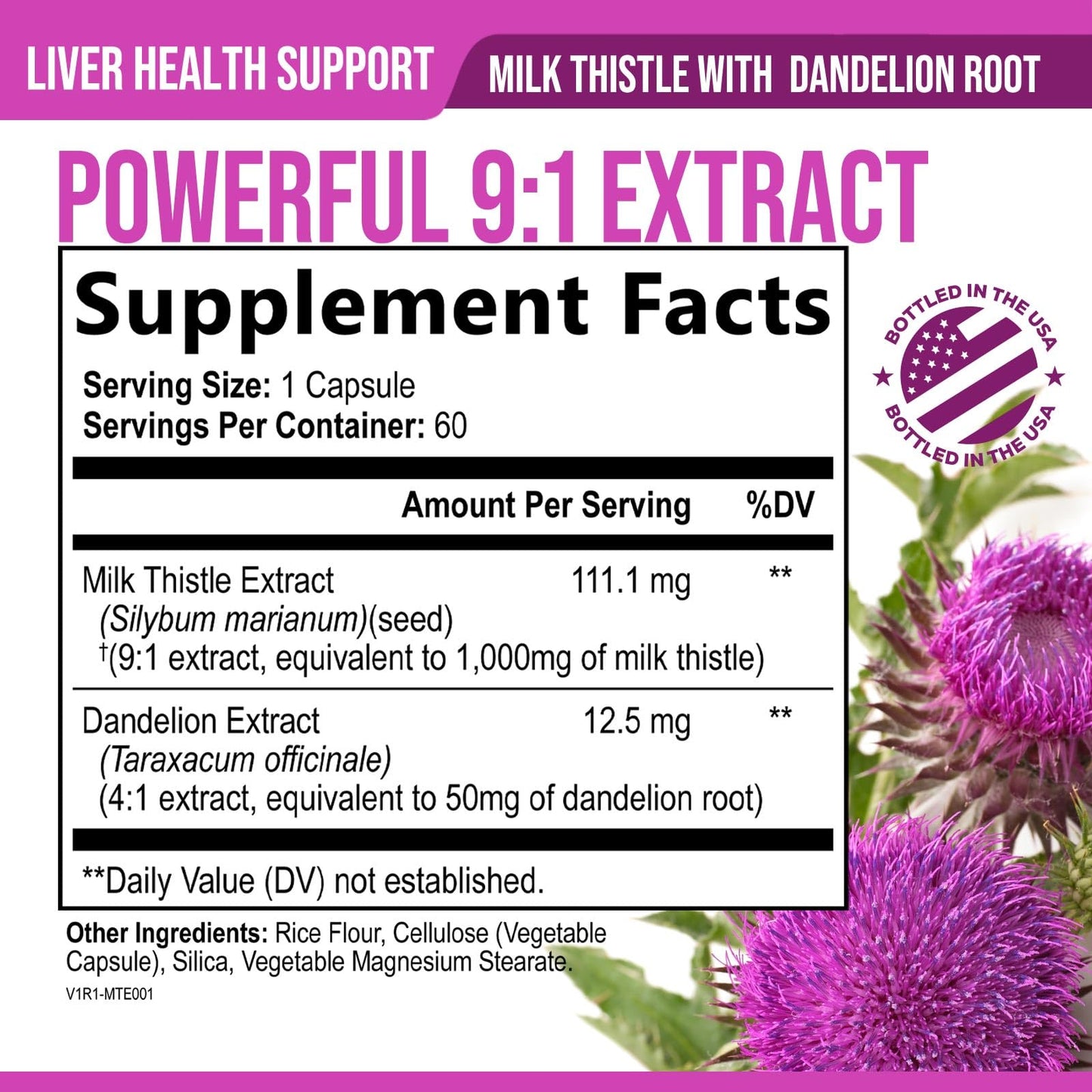 Health Nutrition Naturals Milk Thistle Supplement Capsules, 60 Capsules