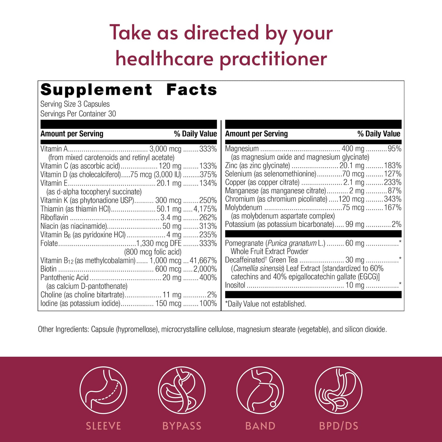 Bariatric Advantage Ultra Multi Without Iron High Potency Daily Multivitamin for Bariatric Surgery Patients with 22 Essential Vitamins and Nutrients, 90 Capsules
