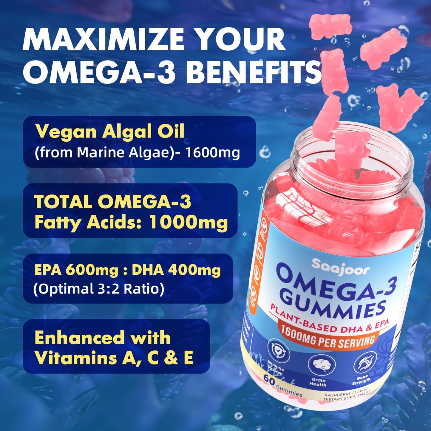 Saajoor Vegan Omega-3 Gummies 2 Pack