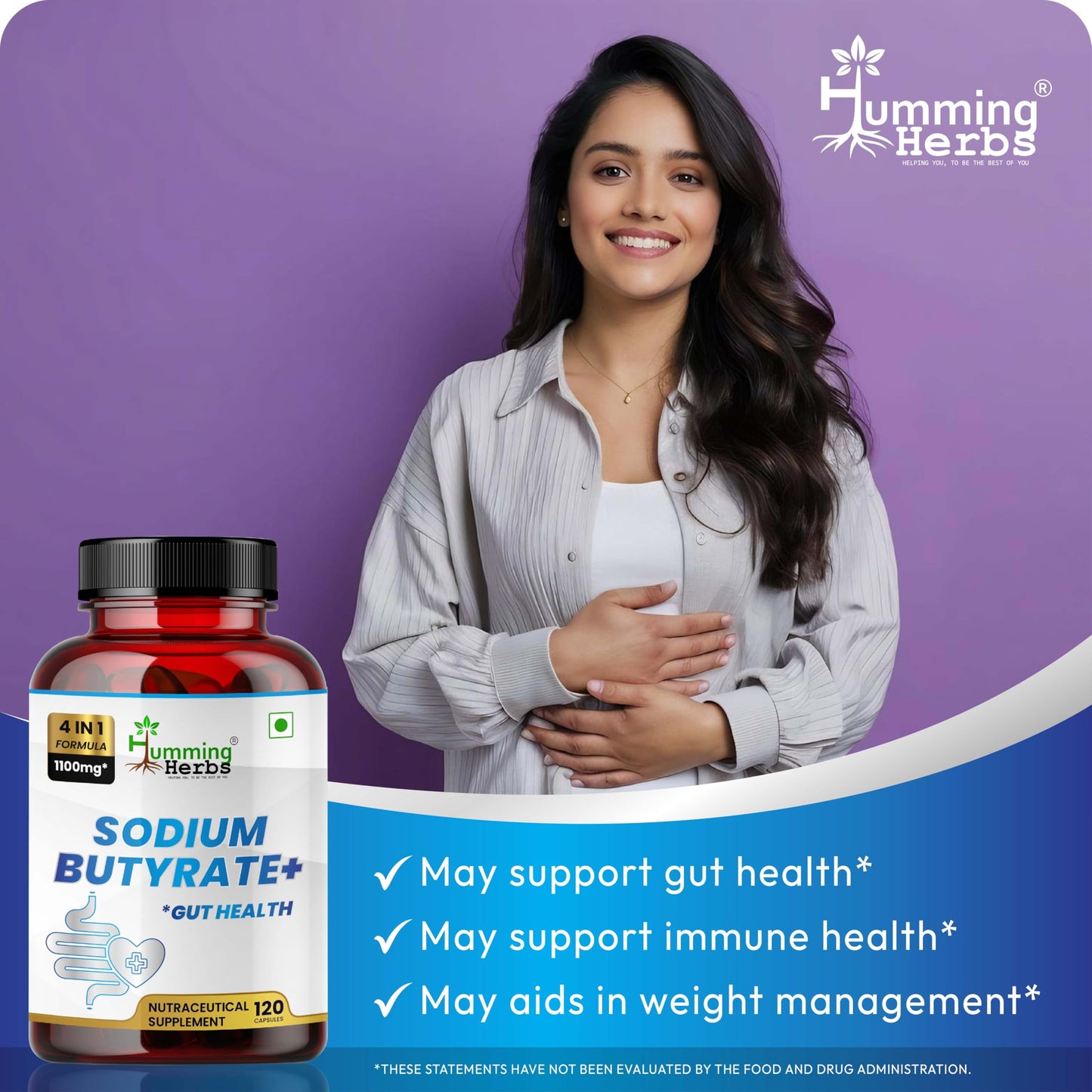 Humming Herbs Sodium Butyrate+ Capsules 120 Count