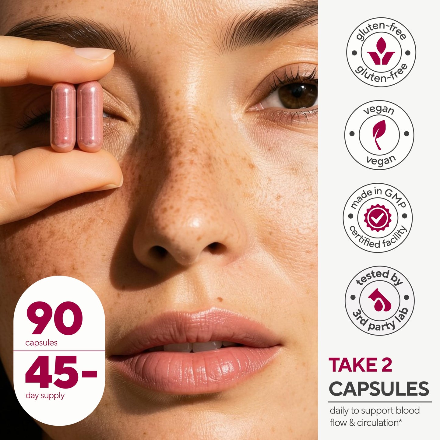 VitaUp Normal Blood Pressure Supplement Beet Root Capsules with CoQ10, Grape Seed, Vitamin B12 - 90 Capsules