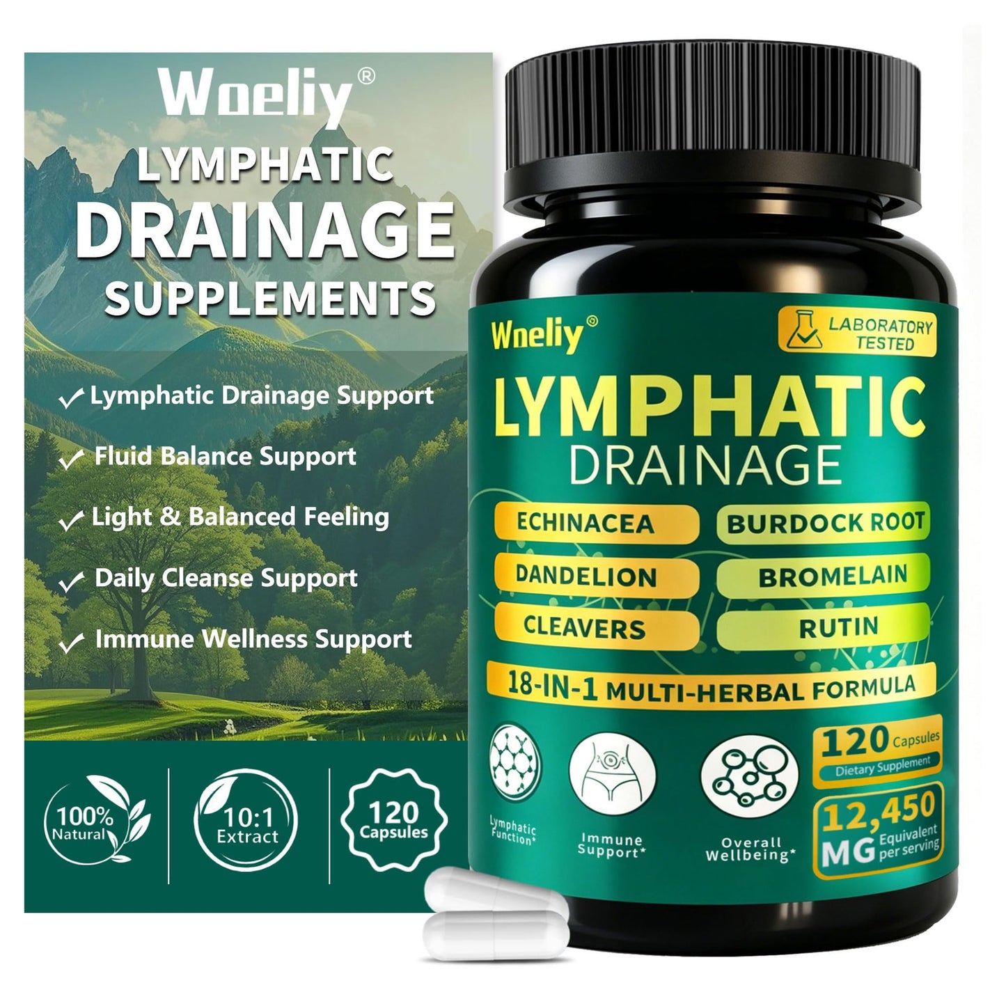 WOELIY Lymphatic Drainage Supplements 120 Capsules