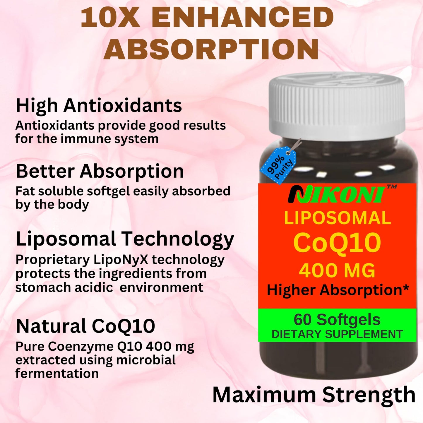 Nikoni Liposomal CoQ10 400 mg Capsule, 120 Capsules