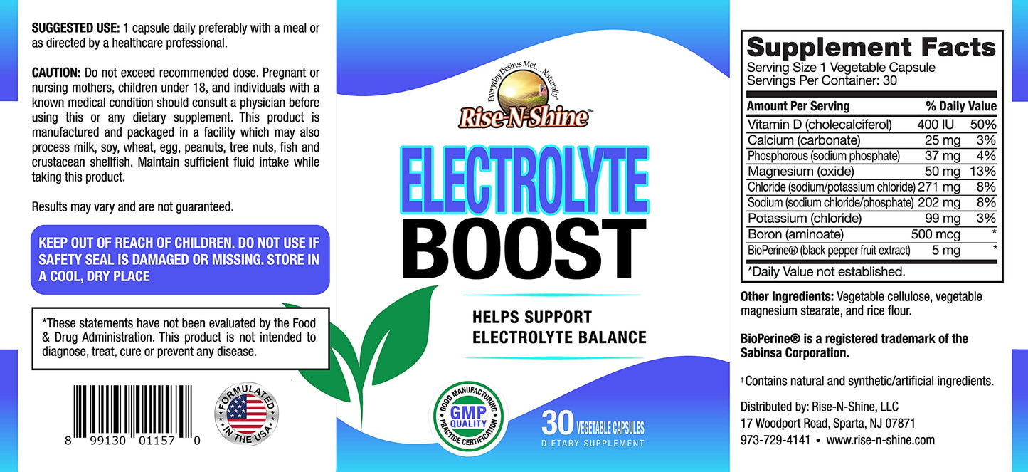 Rise-N-Shine Electrolyte Boost Capsules, 30 Count