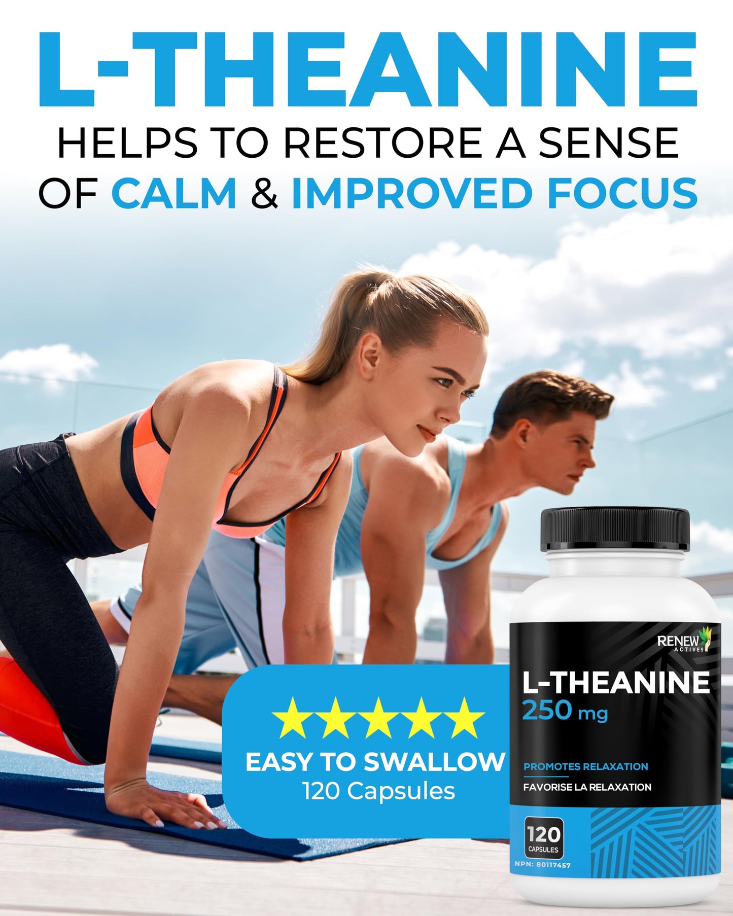 Renew Actives L-Theanine Supplements Capsule 1 Count