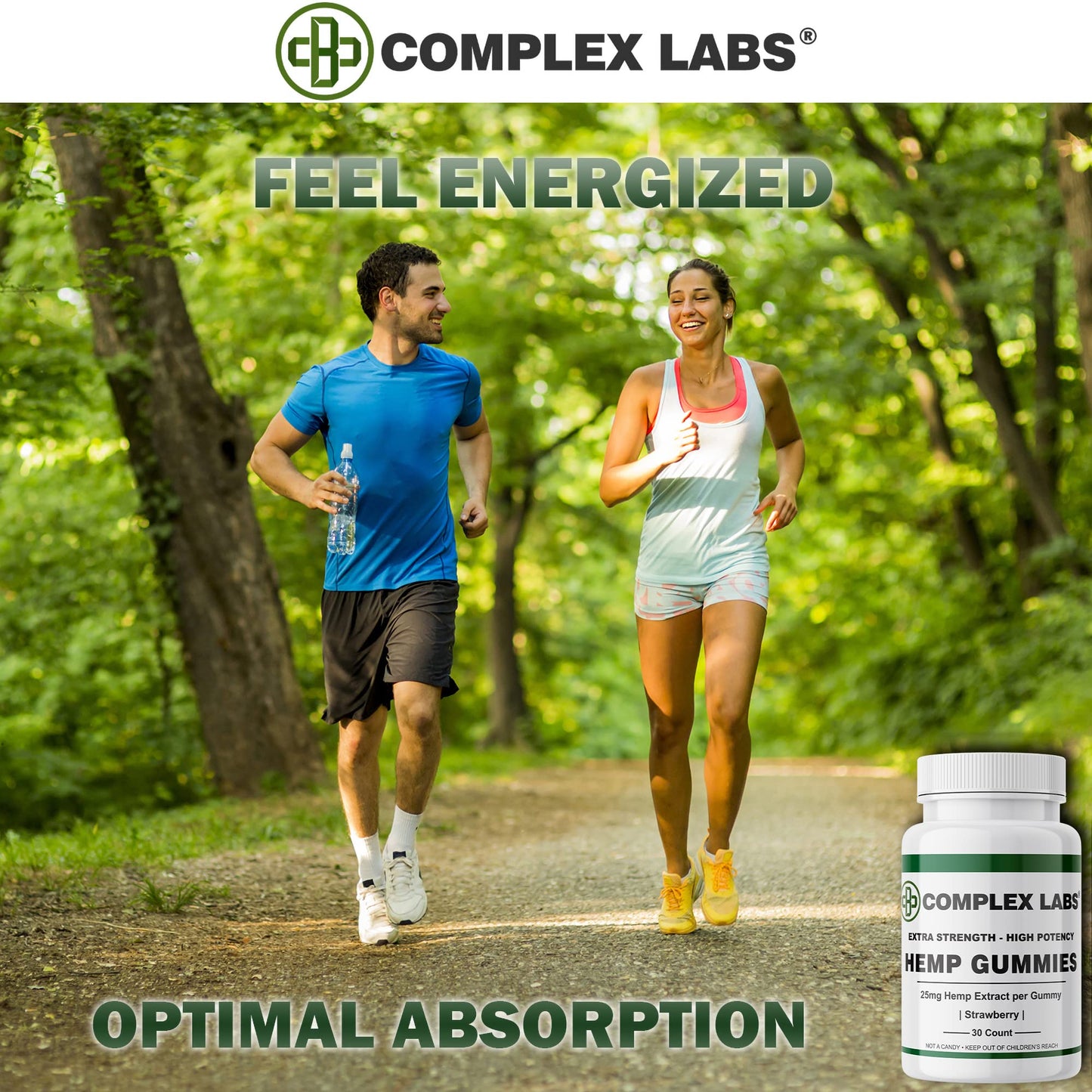 Cbdcomplex Labs Hemp Gummies 50mg per Gummy, 1500mg per Bottle, Strawberry, 30 Count